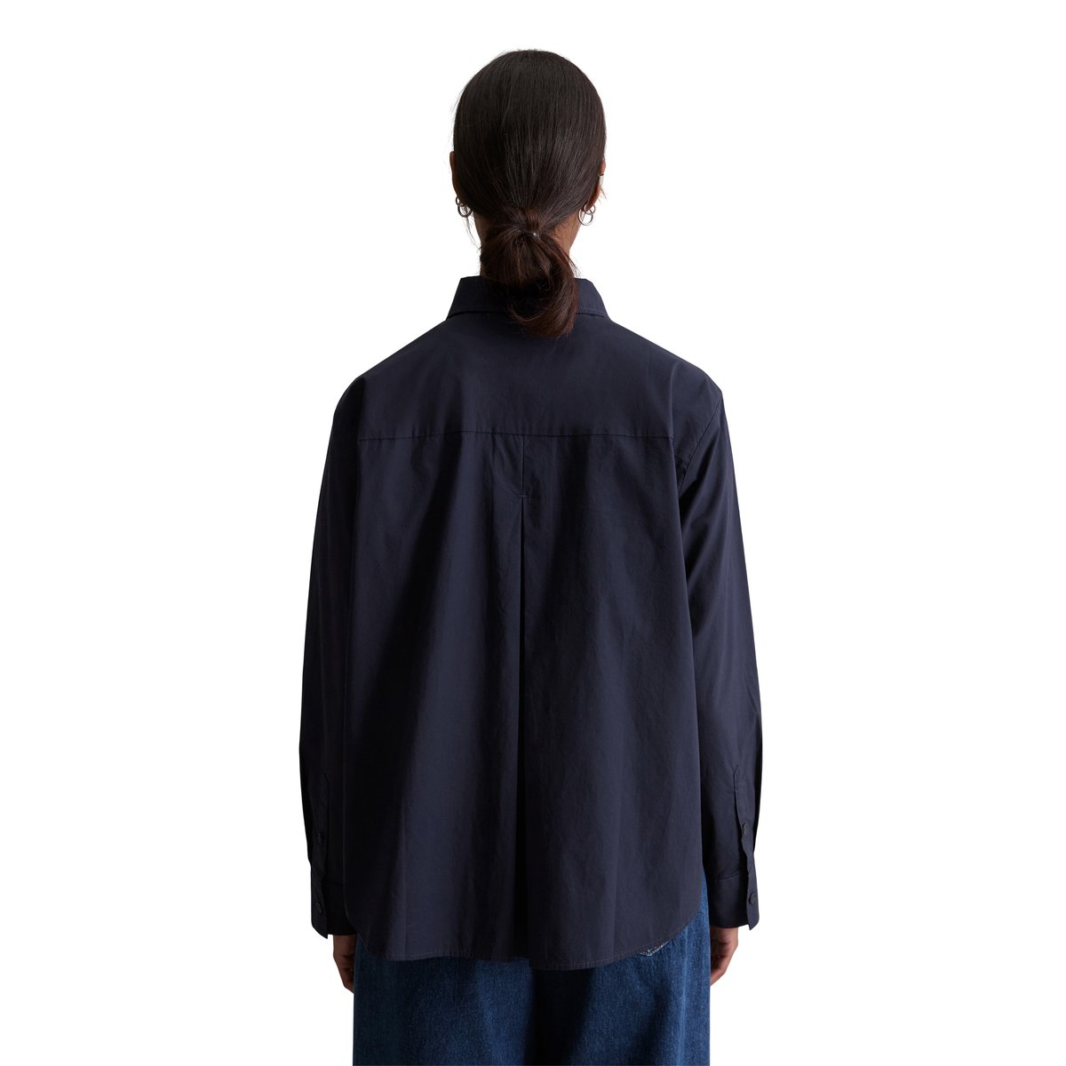 Blouse de style polo relaxed en popeline douce bleu fooncé, MARC O’POLO DENIM