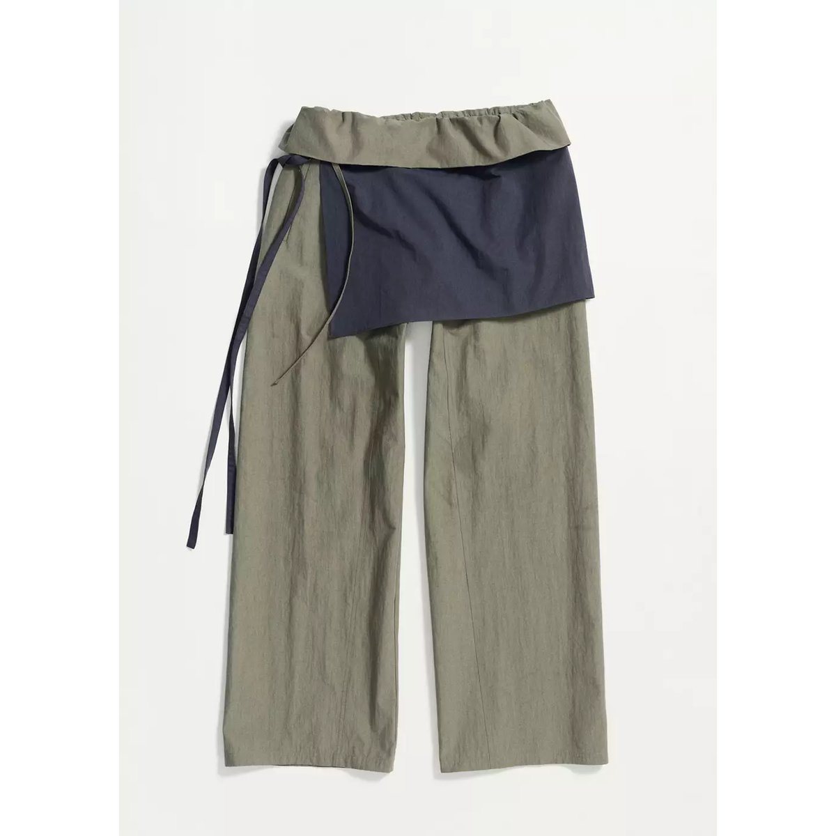 Pantalon avec lien à nouer superposé gris, MANGO