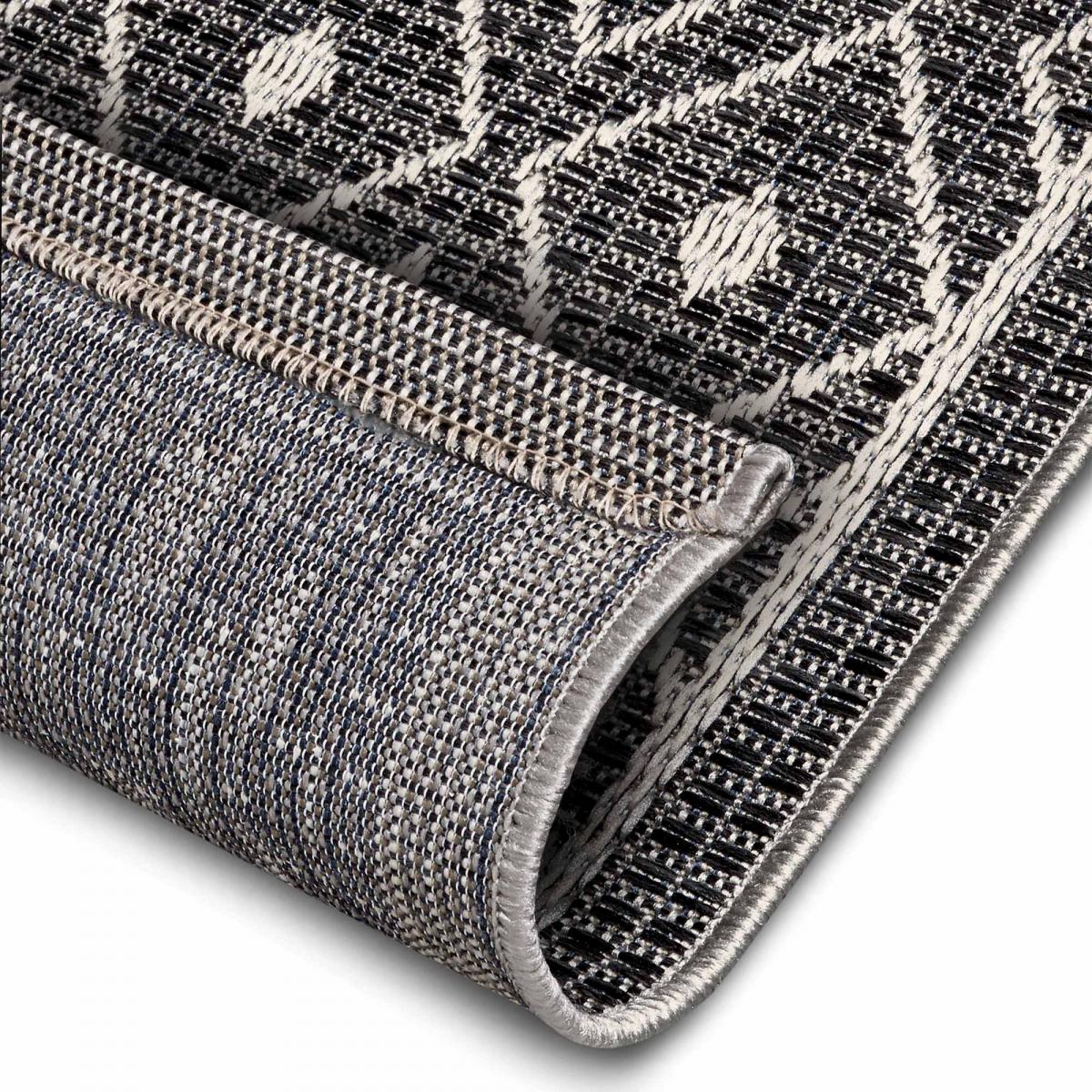 Tapis exterieur kilim géométrique, LAHAL, résistant et original gris, UN AMOUR DE TAPIS