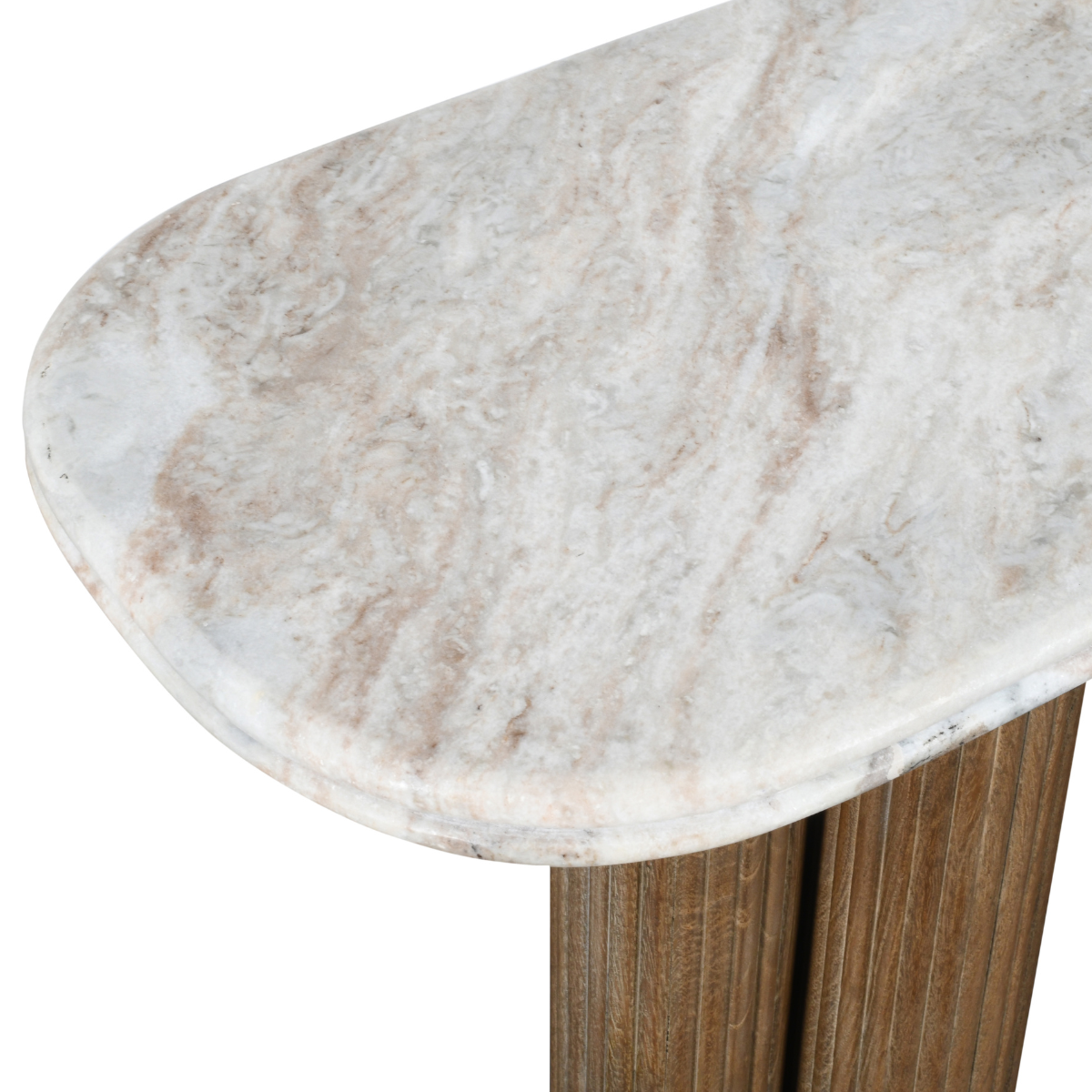 Console en bois massif et marbre BUREN bleu, SIGNATURE