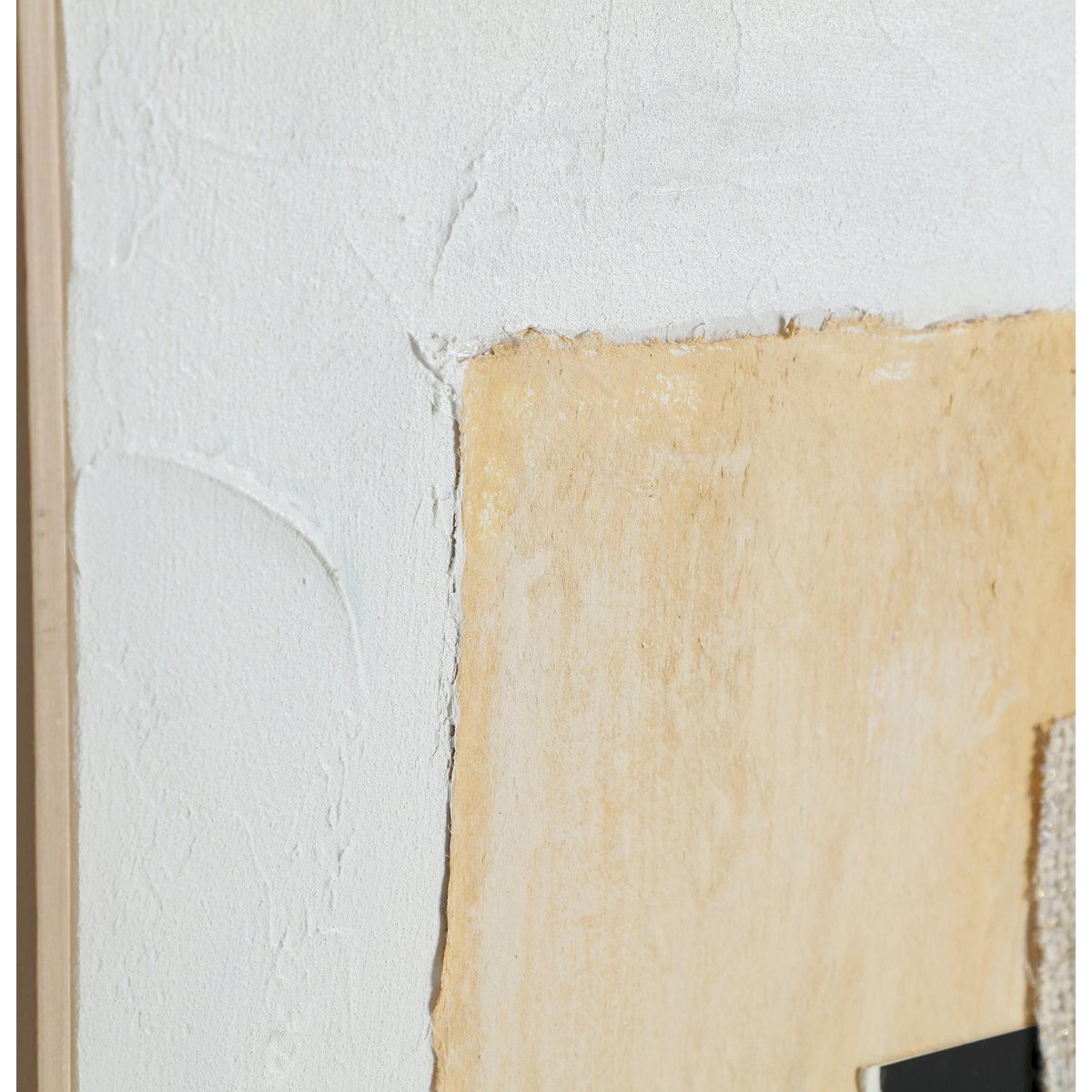 Tableau abstrait toile collection VACIO tons neutres et bois clair, RECOLLECTION