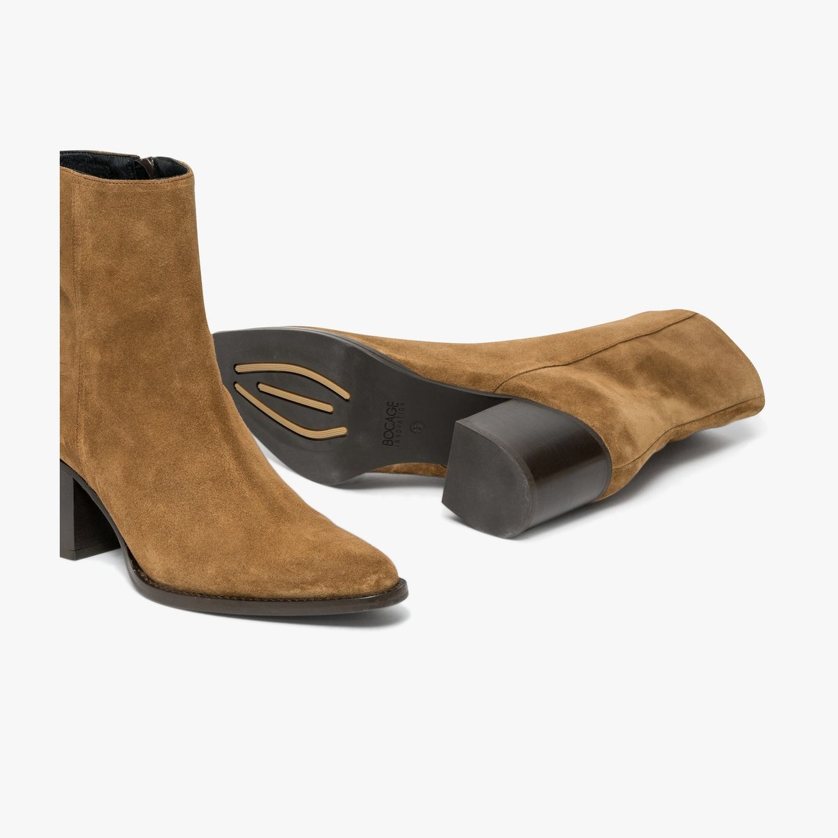 Boots À Talon en cuir ELLA cognac marron, BOCAGE