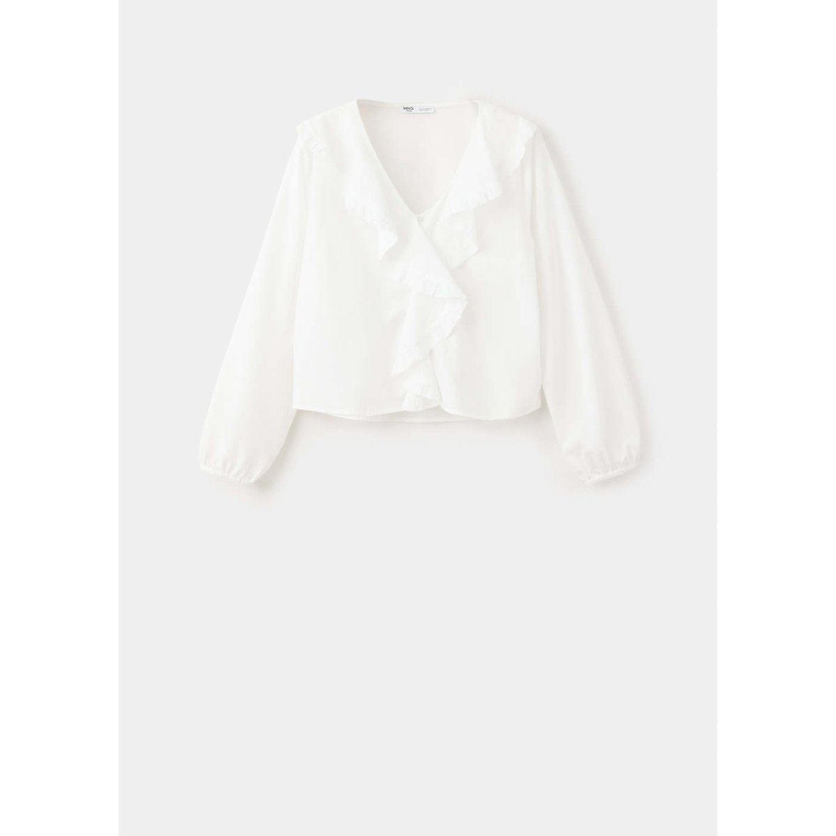 Blouse coton à volants blanc cassé, MANGO TEEN