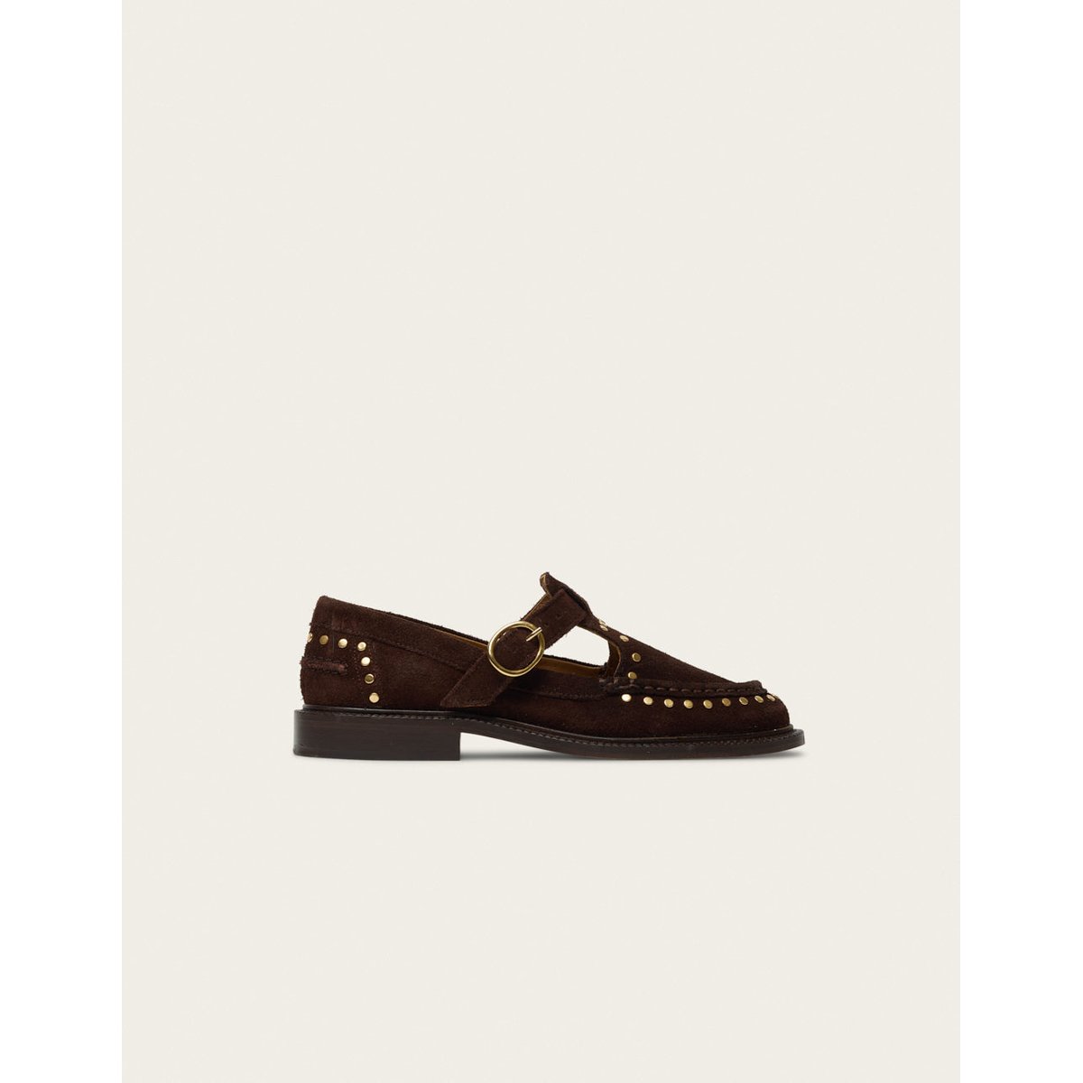 Derbies AYRO suède chocolat clous, ODAJE