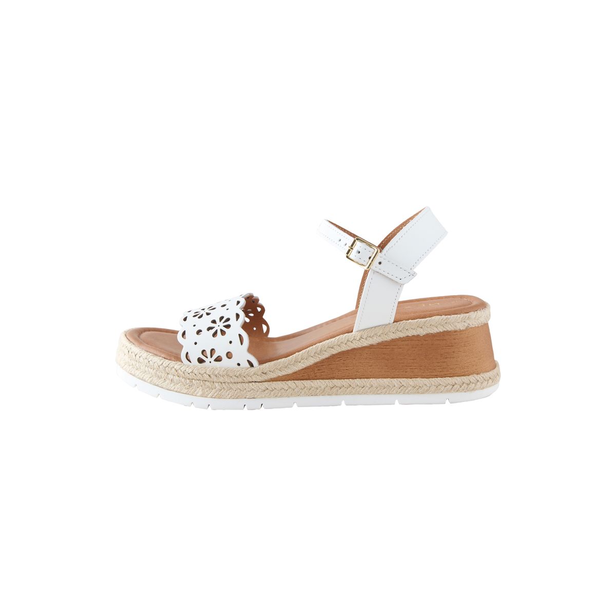 Chaussures compensées en cuir à découpe laser blanc, NEXT