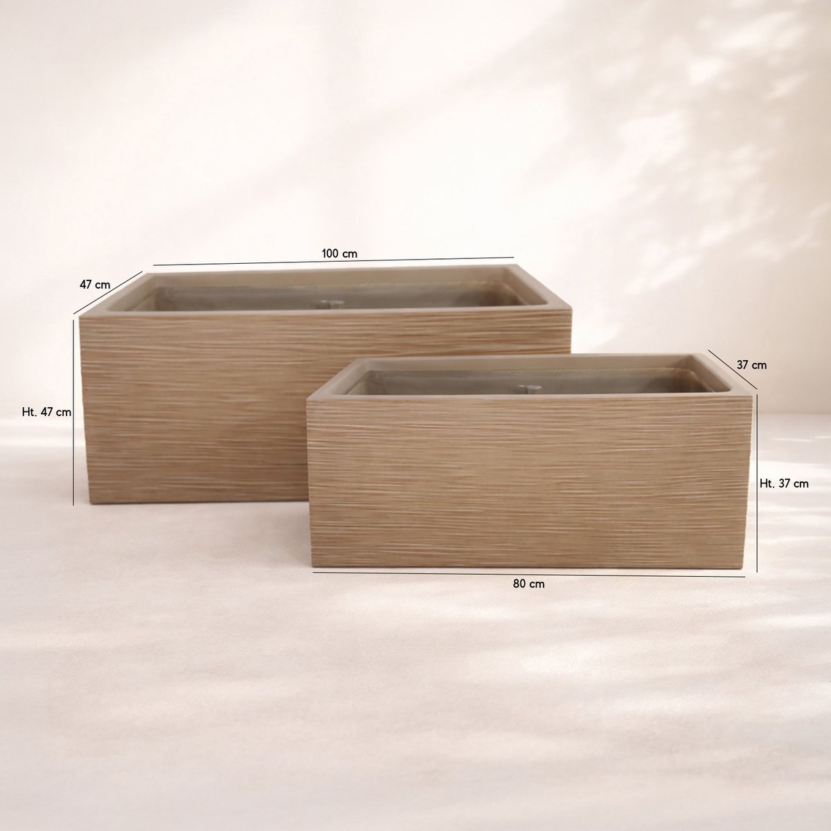 Lot de 2 pots rectangles en fibre d'argile, COMPORTA couleur terre cuite, NOW'S HOME