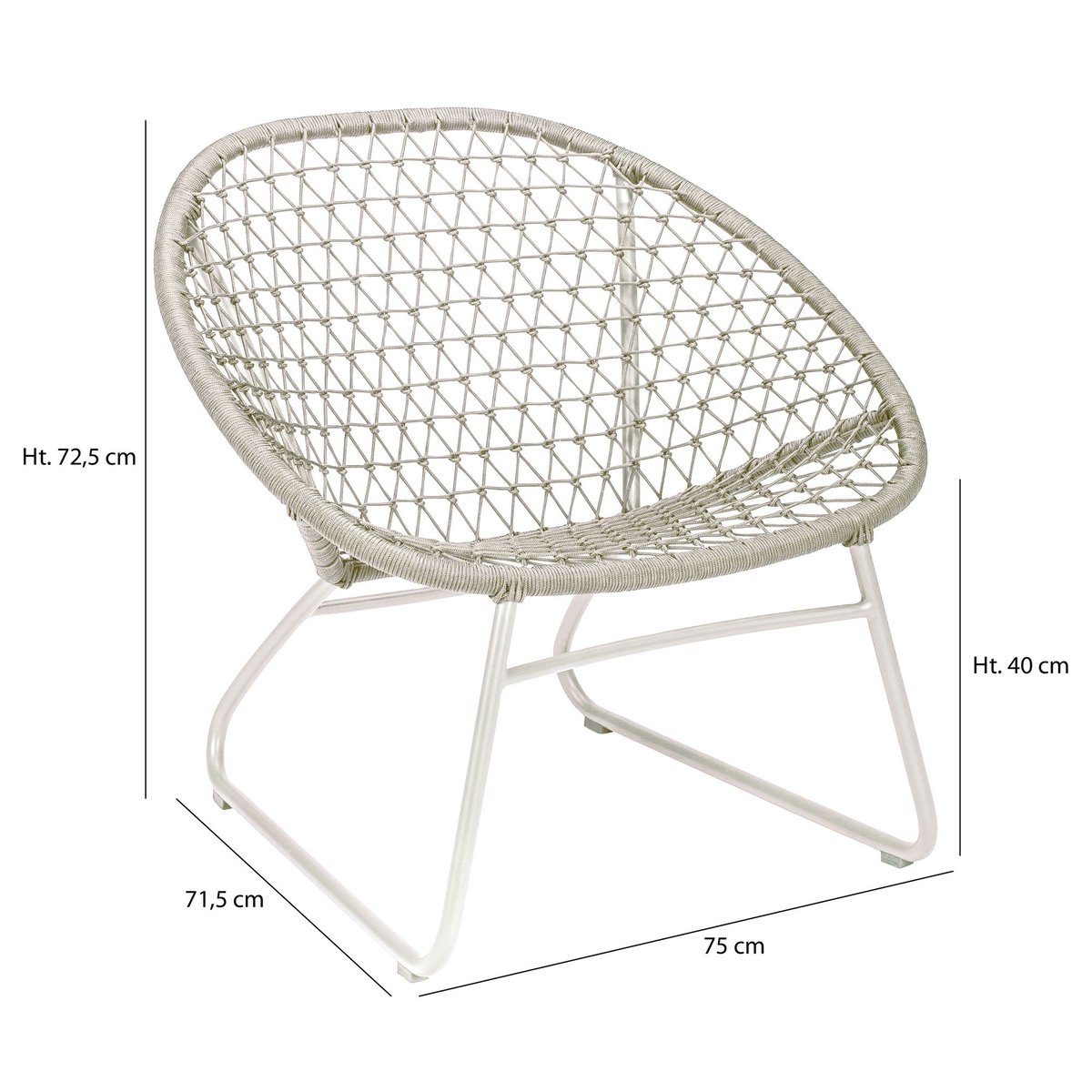 Fauteuil en polypropylène et pieds en métal, BAO BAO taupe, NOW'S HOME