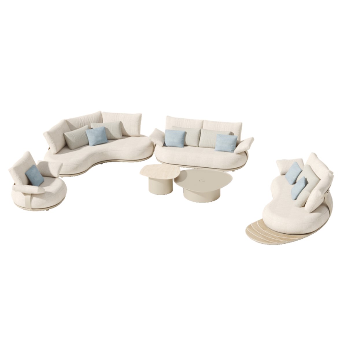 Salon de jardin modulable en aluminium, ELYO beige, AU JARDIN DE CHLOÉ