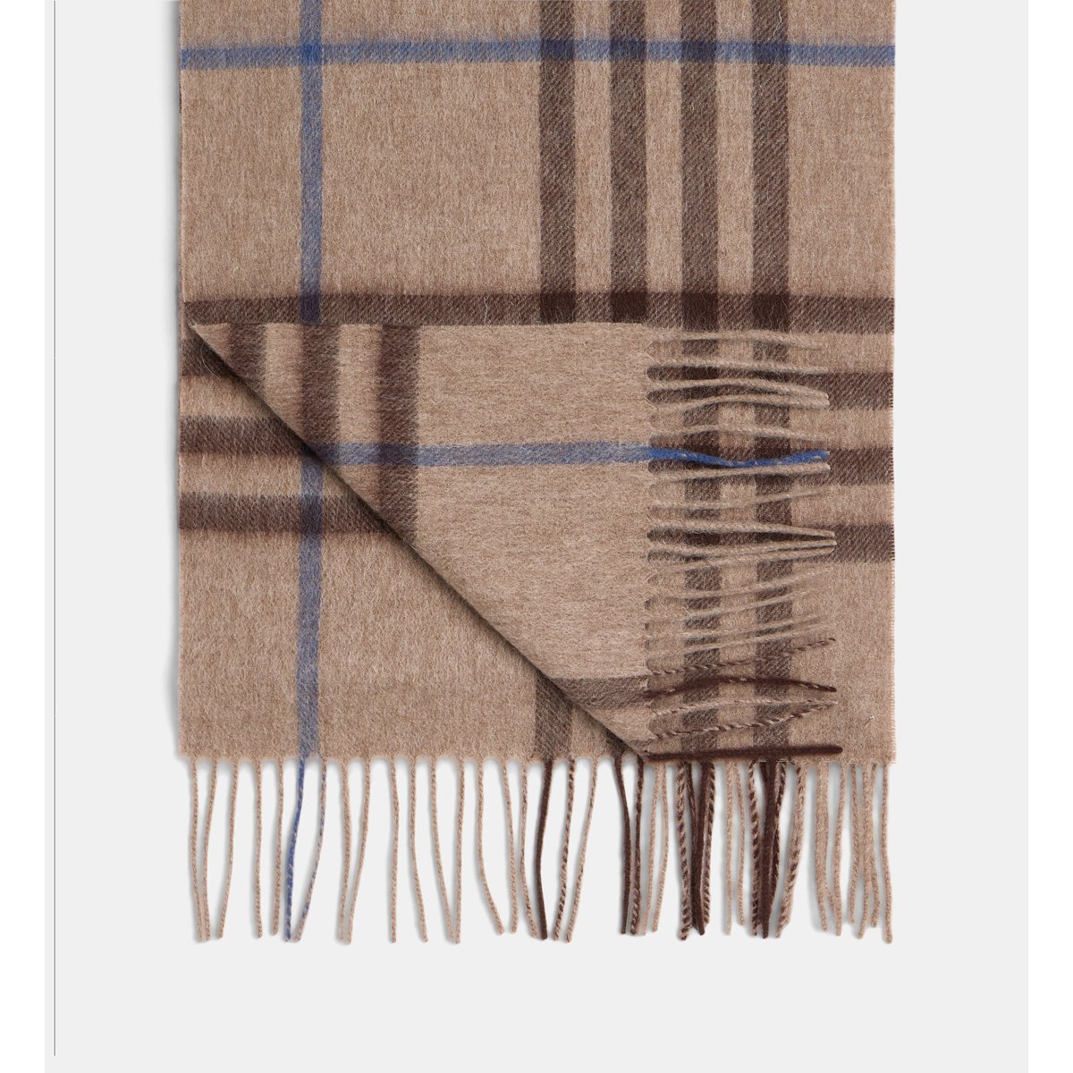 Echarpe brody carreaux et franges en laine beige, GALERIES LAFAYETTE