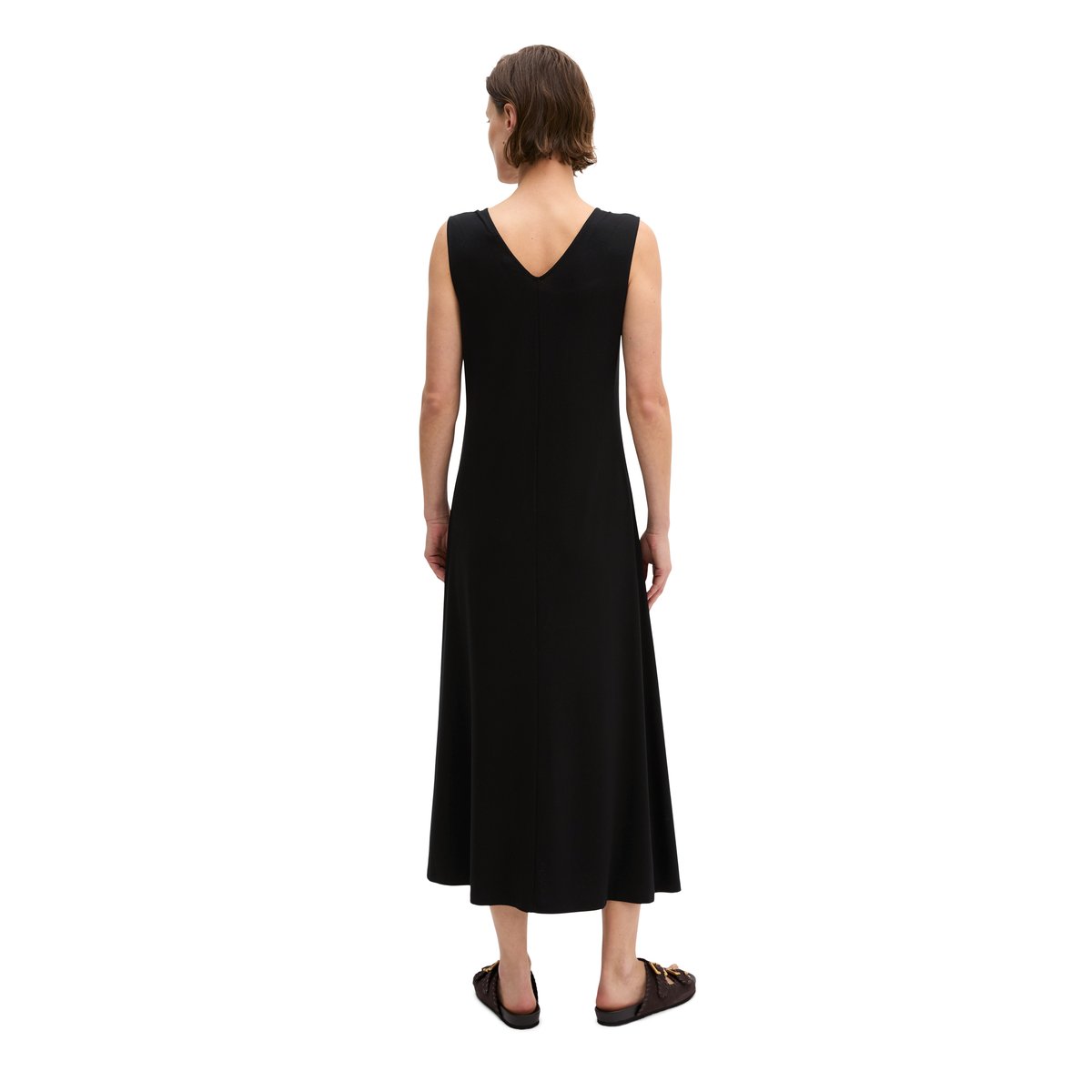 Robe en jersey à col en V shaped en LENZING™ ECOVERO™ noir, MARC O'POLO