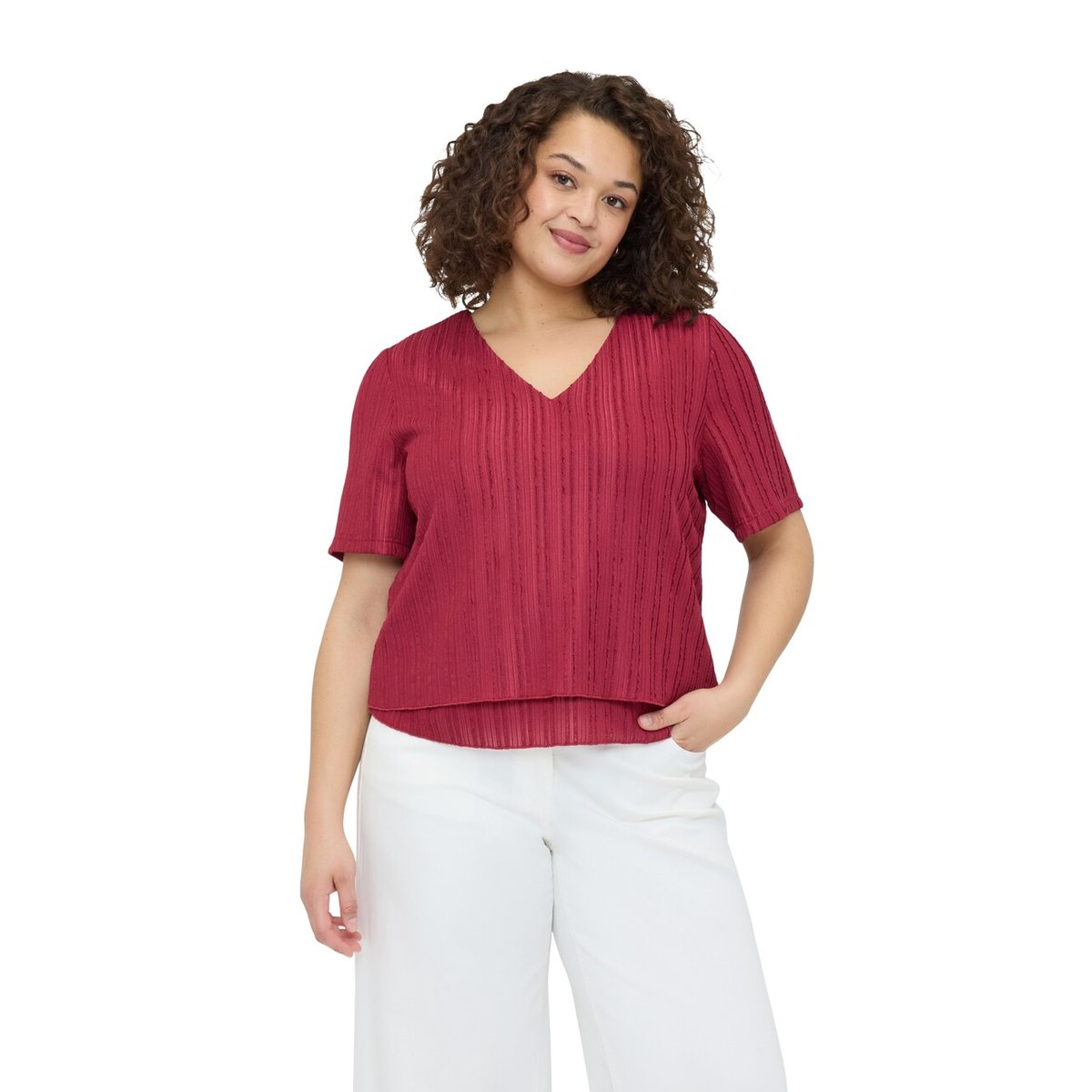 T-shirt côtelé burgundy, FIORELLA RUBINO