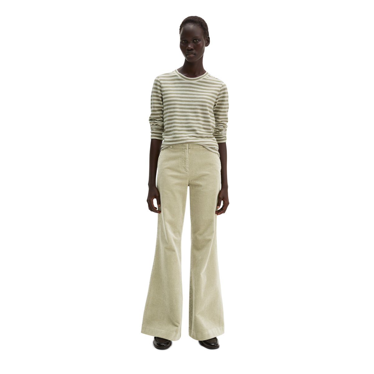 T-shirt rayé, coupe standard en jersey slub doux vert, MARC O'POLO