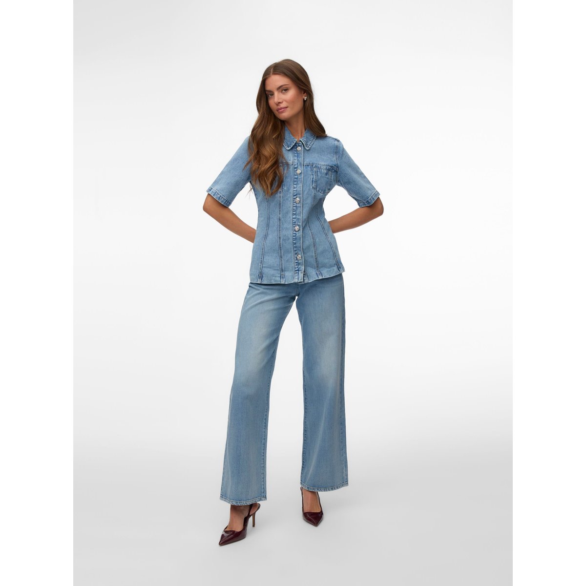 Chemise En Denim light blue denim, VERO MODA