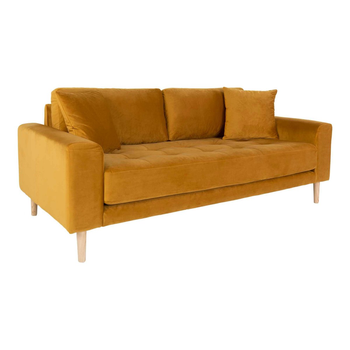 Canapé droit moderne en tissu AMSTERDAM moutarde - 2,5 places, PIER IMPORT