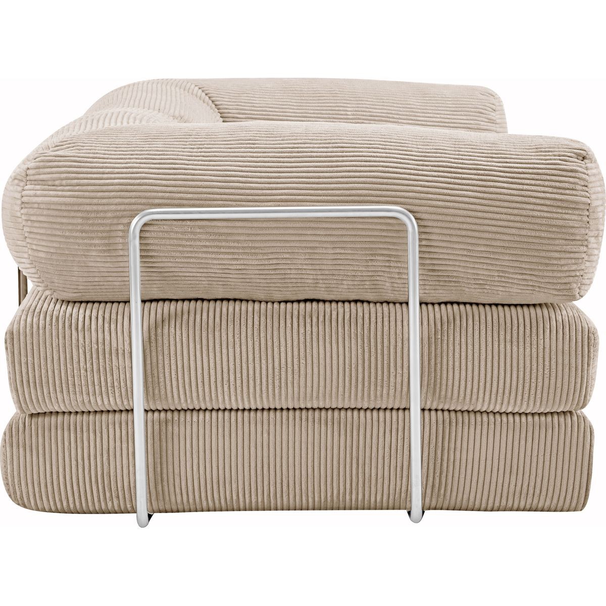 Canapé convertible compressé 3 places en velours côtelé - BUDDY beige, HOMIFAB