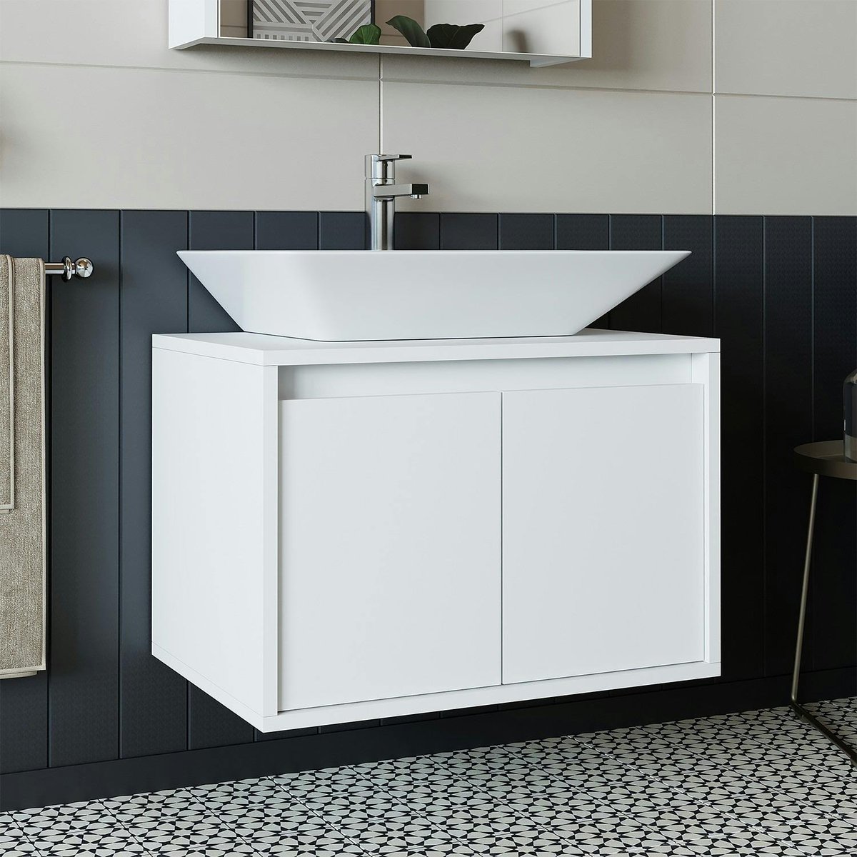Meuble vasque suspendu 2 portes 65 cm MARN blanc, PIER IMPORT