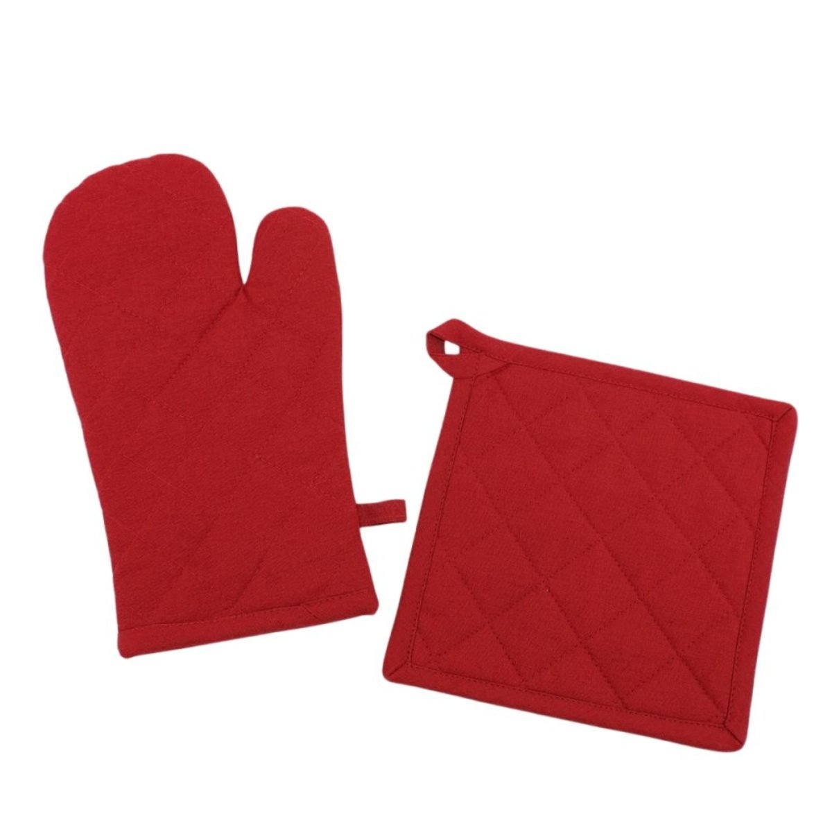 Set gant + manique 100% coton rouge, ORNAMI