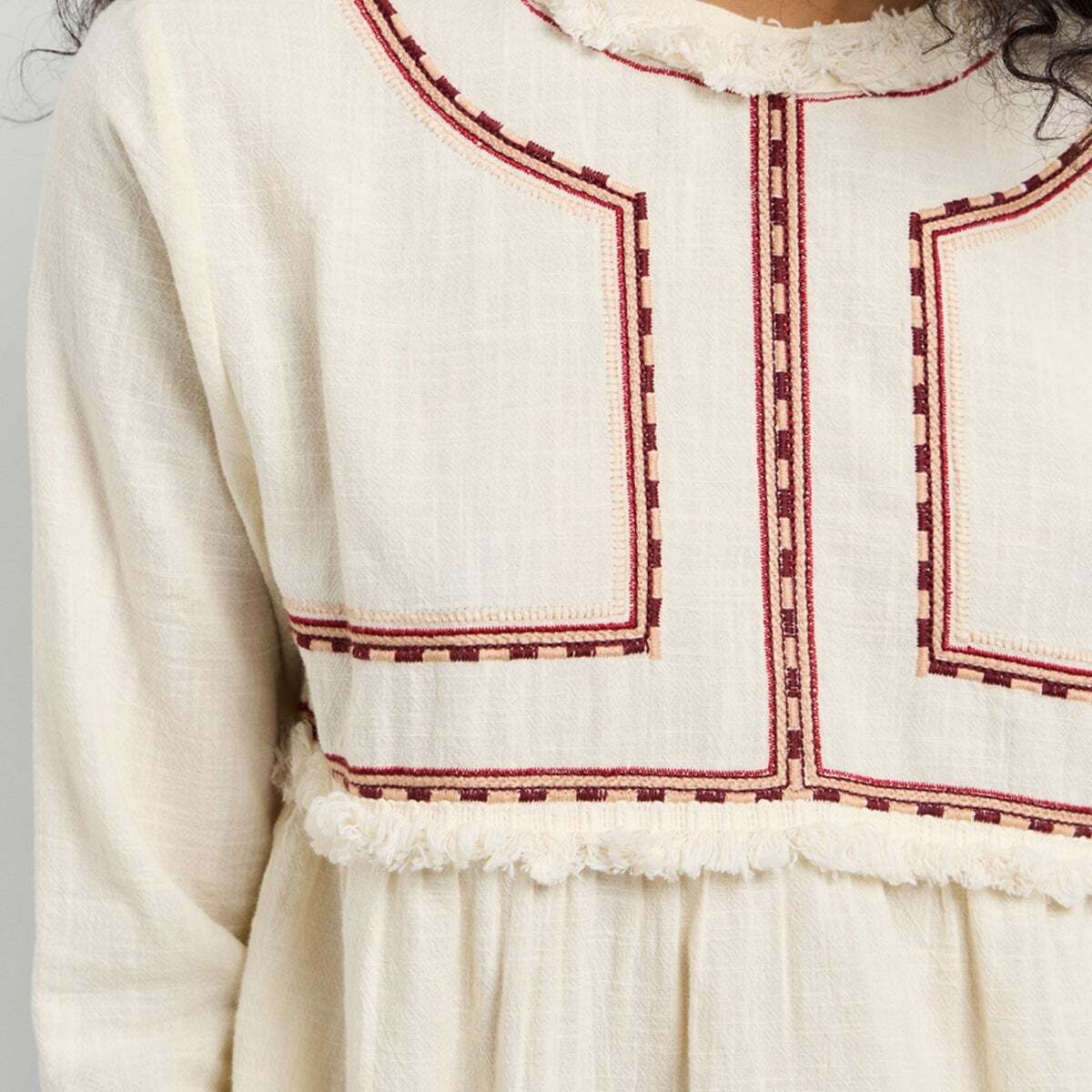 Blouse Avec Détails Brodés blanche toile, PEPE JEANS