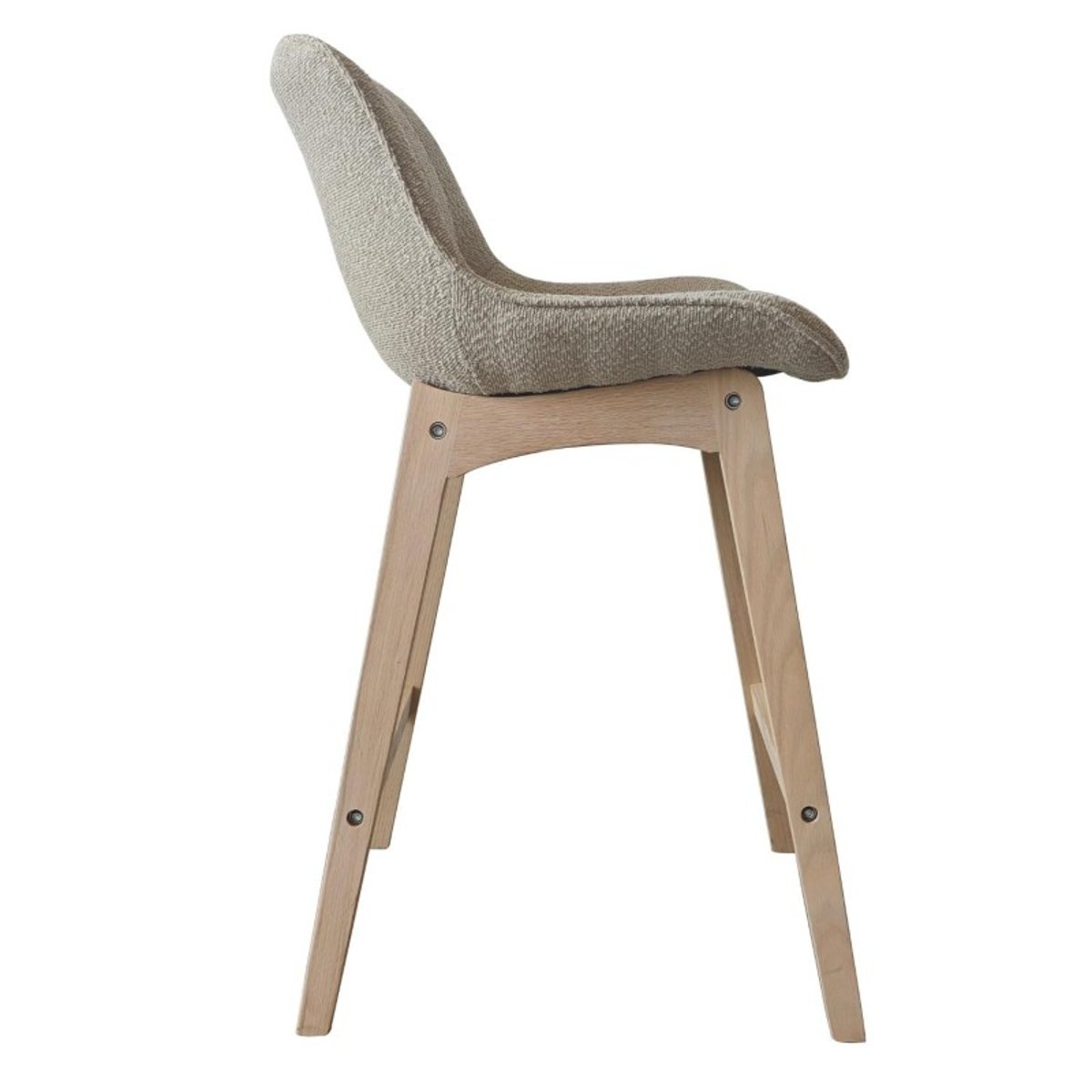 Lot de chaises d'îlot et bar en chêne et assise tissu bouclette 65cm MILK | Lot de 2 beige, MOB IN