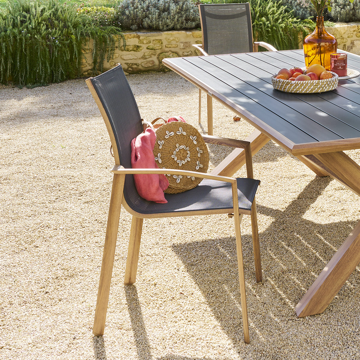 Fauteuil de jardin empilable AXANT gris poivre, HESPERIDE