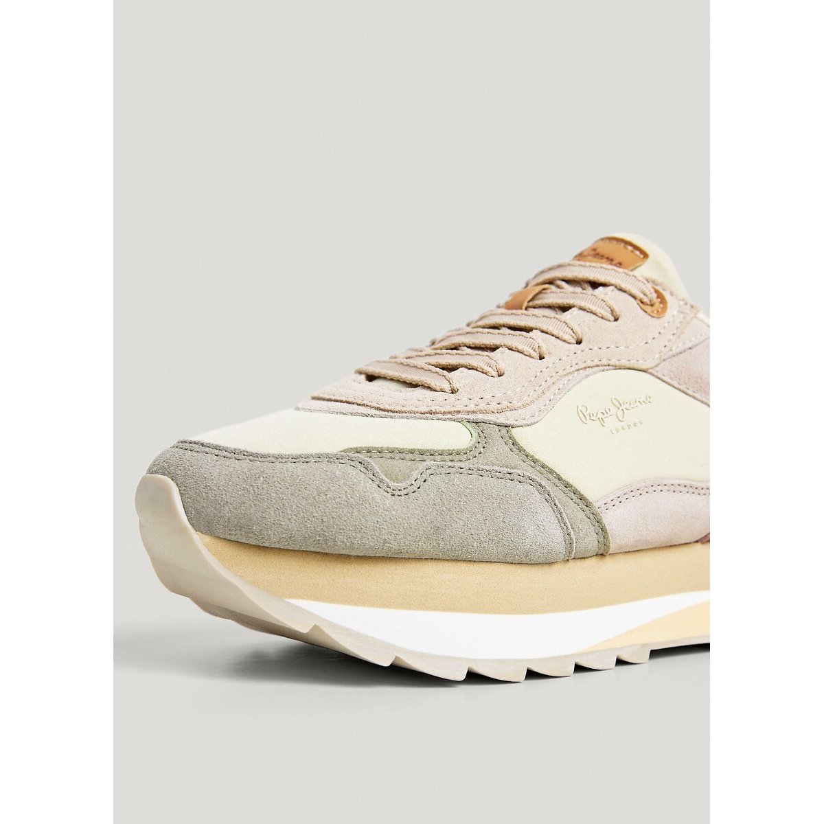 Baskets mix matière FREYA WAVE beige/rose, PEPE JEANS