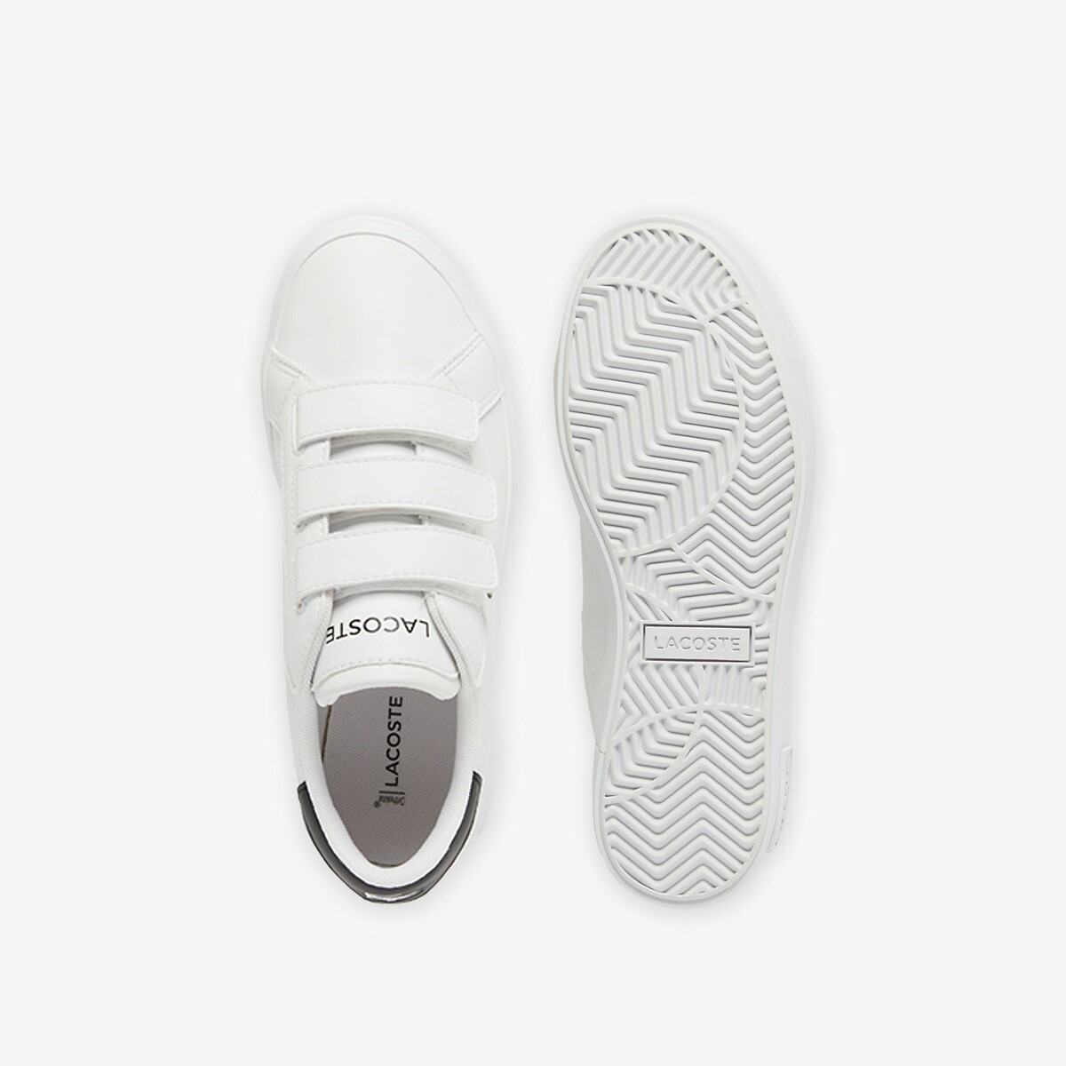Sneakers met velcro Powercourt wit/zwart, LACOSTE