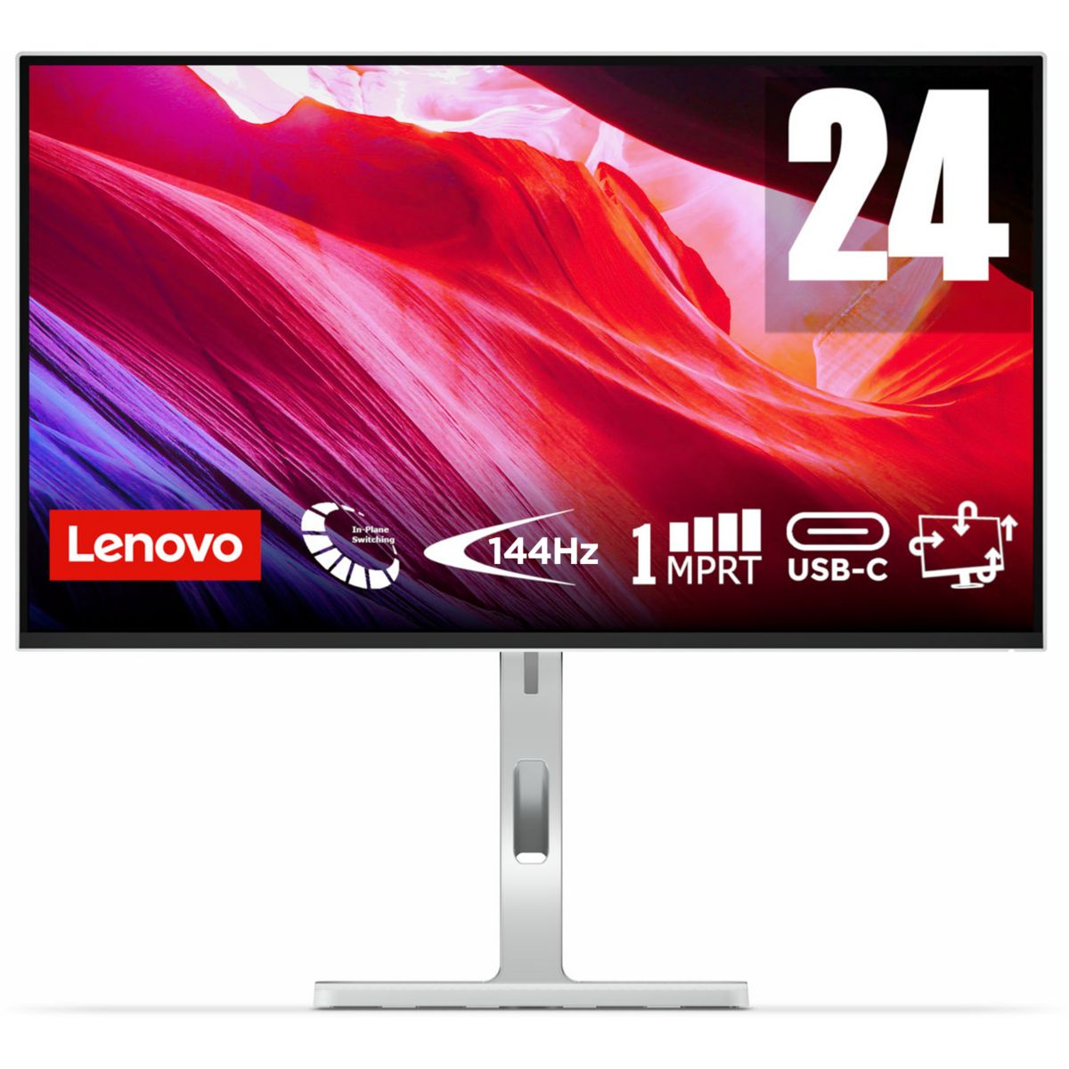Ecran PC L24D-4C 24'' Full HD WLED USB C 75W couleur unique, LENOVO