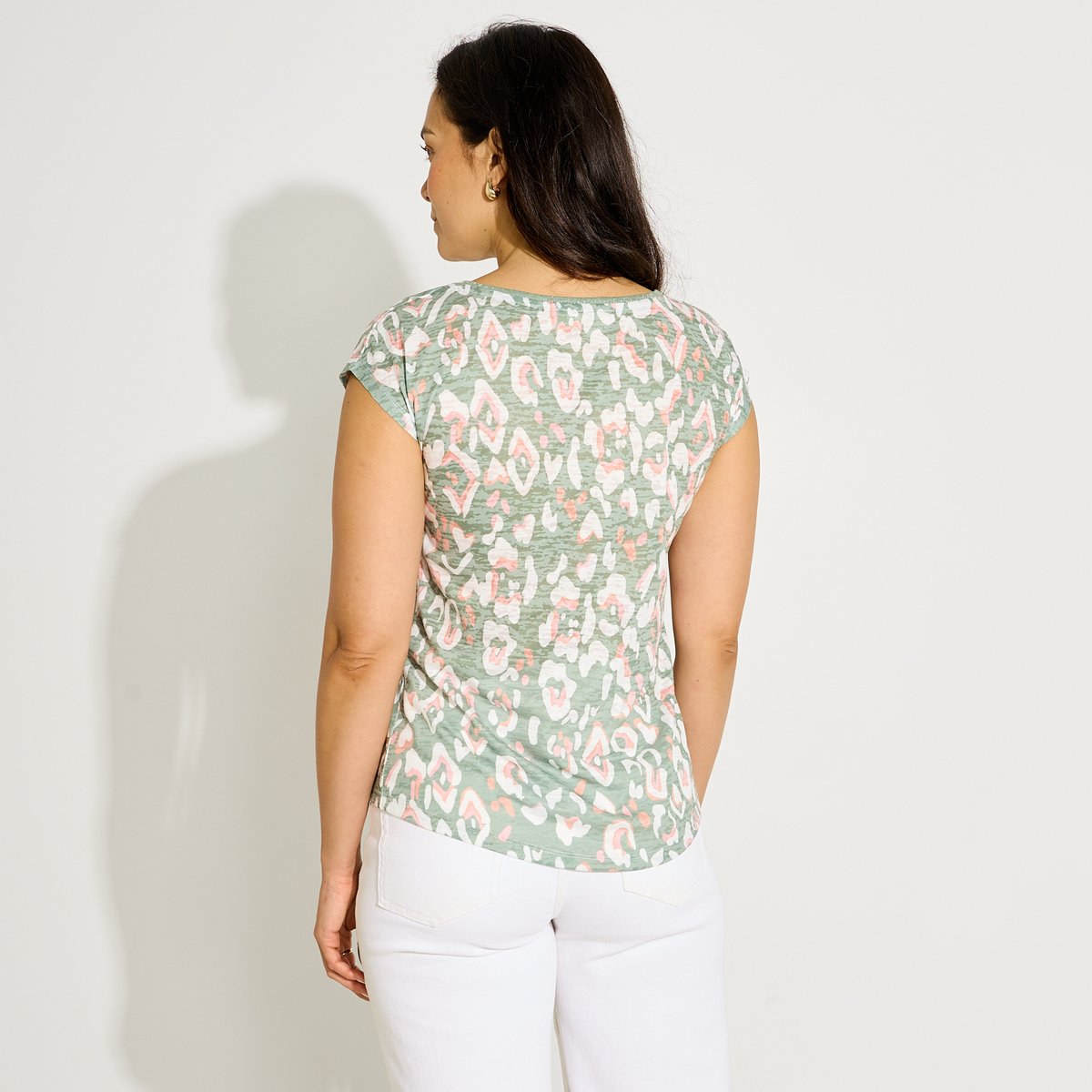 T-shirt imprimé géométrique vert kaki, GRAIN DE MALICE