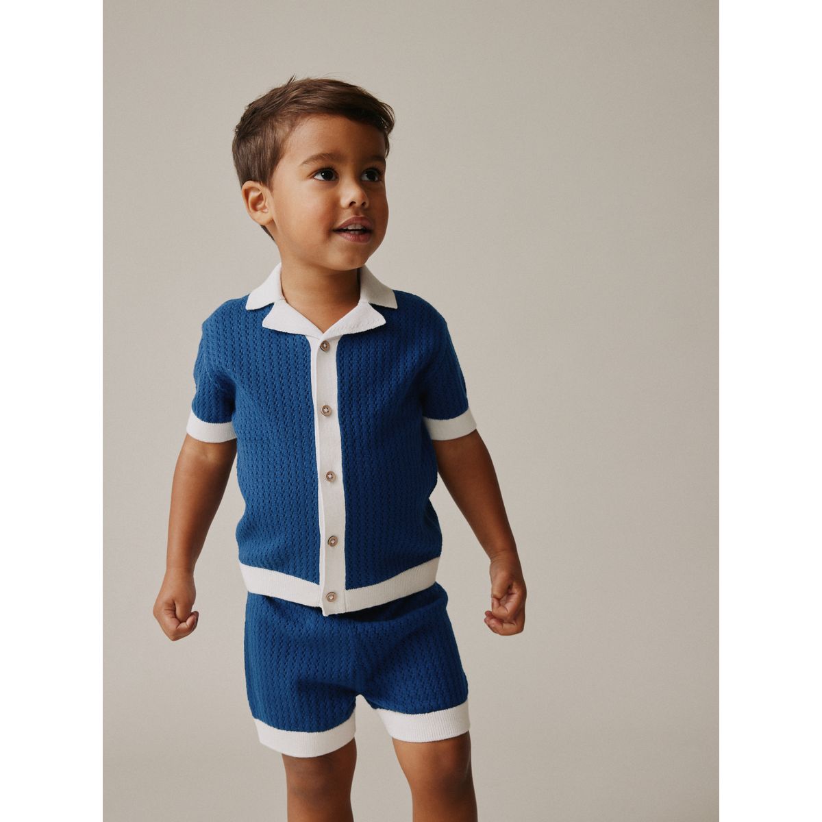 Ensemble short et polo en maille bleu marine, NEXT