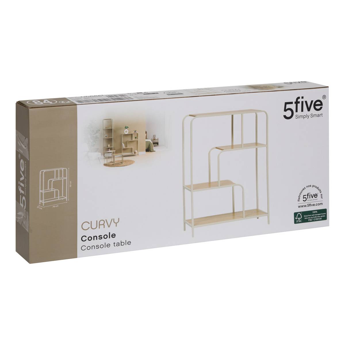 Console 2 étagères CURVY beige, 5FIVE SIMPLY SMART