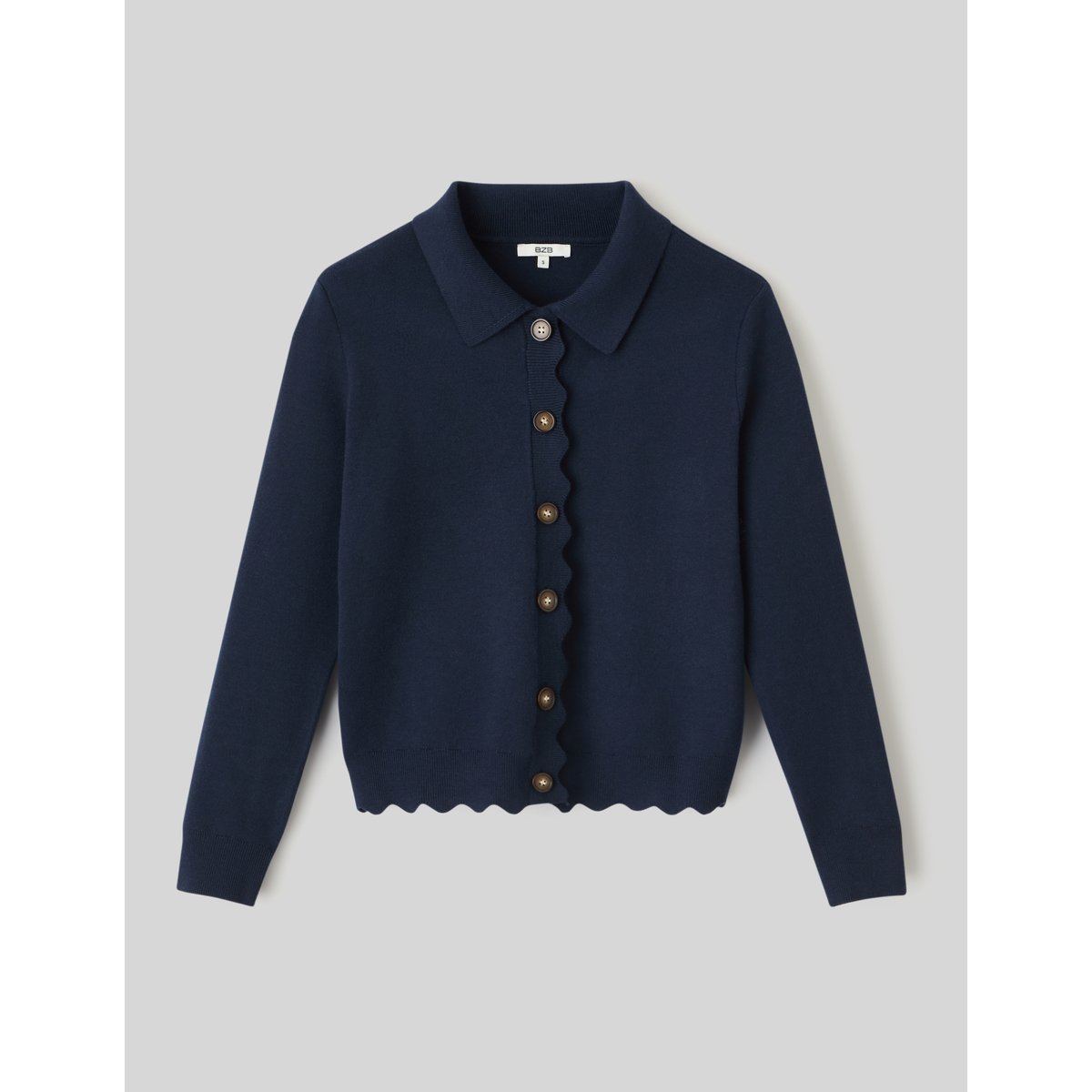 Gilet col polo bleu foncé, BZB