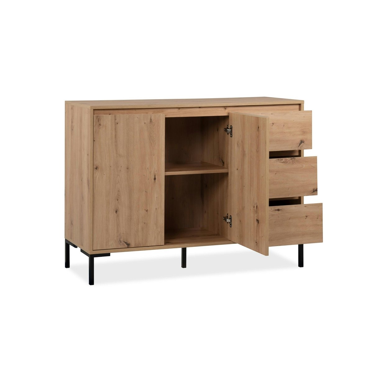 Buffet de salle à manger décor bois 2 portes 3 tiroirs KARVI bois naturel, PIER IMPORT