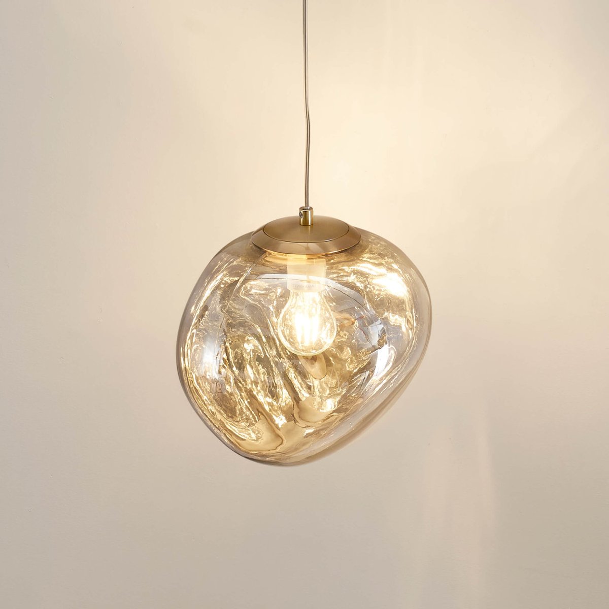 Suspension moderne en verre texturé - ISOTTA gris fumé, KOSILUM