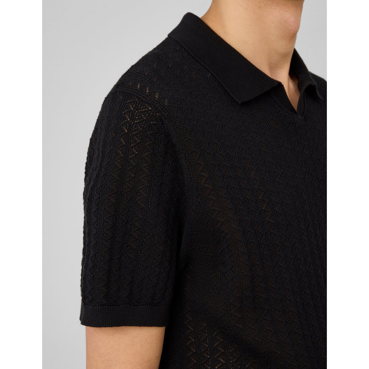 Polo matière fantaisie noir, BZB