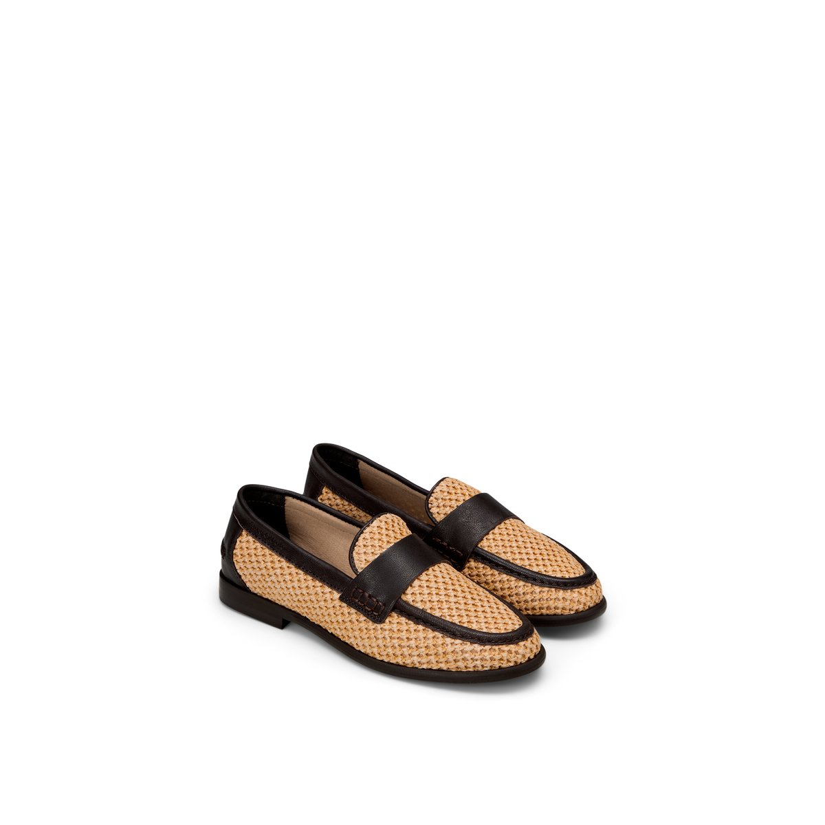 Loafer modèle Fiona en raphia aéré avec du cuir marron, MARC O'POLO