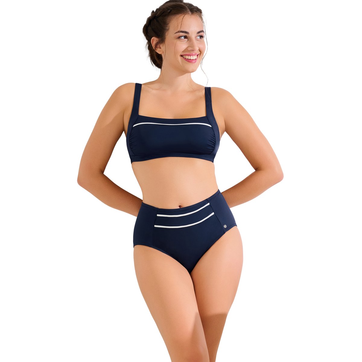 Bas maillot slip de bain taille haute amincissant UVITA bleu, LISCA