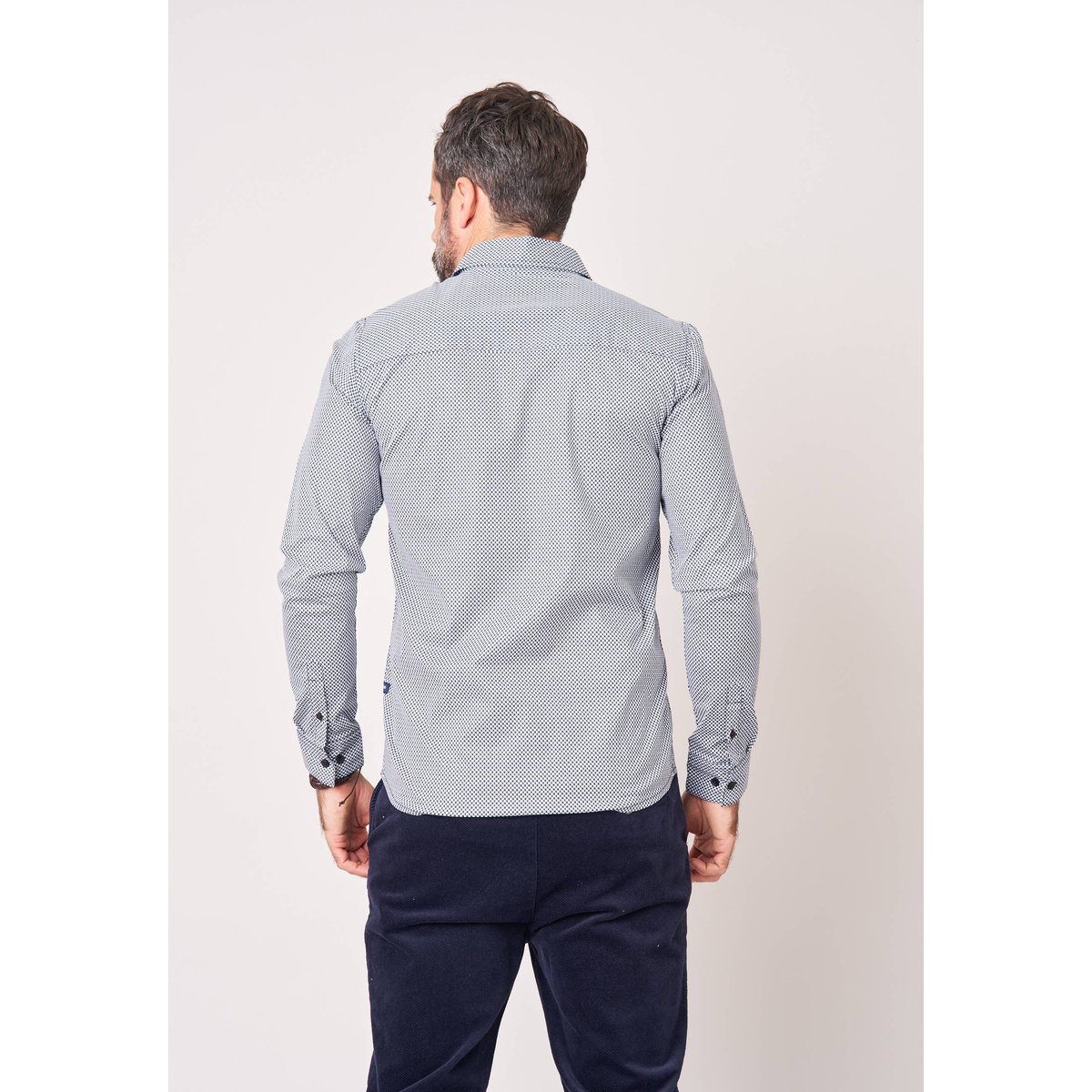 Chemise regular homme en coton imprimée ARMONDO navy, DEELUXE
