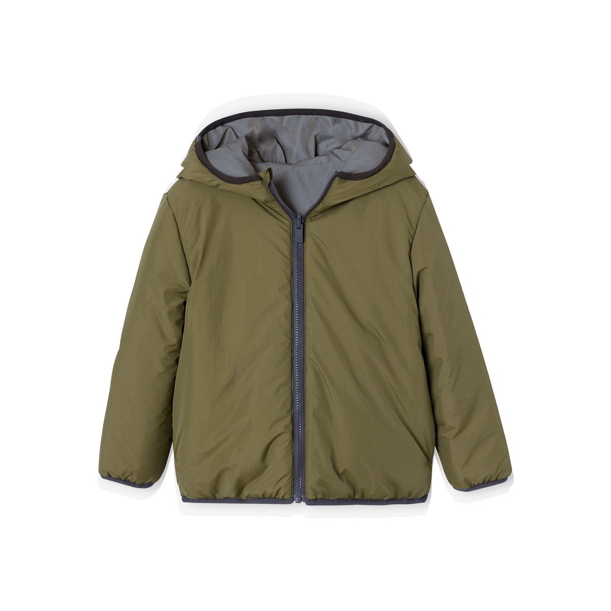 Blouson réversible à capuche kaki, VERTBAUDET