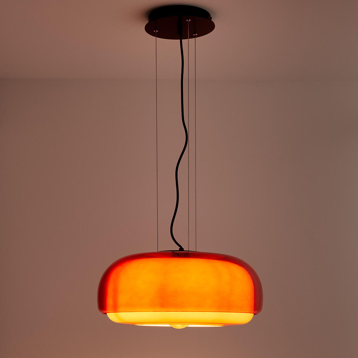 Suspension en verre coloré Ø45 cm, Kinoko rouge, LA REDOUTE INTERIEURS