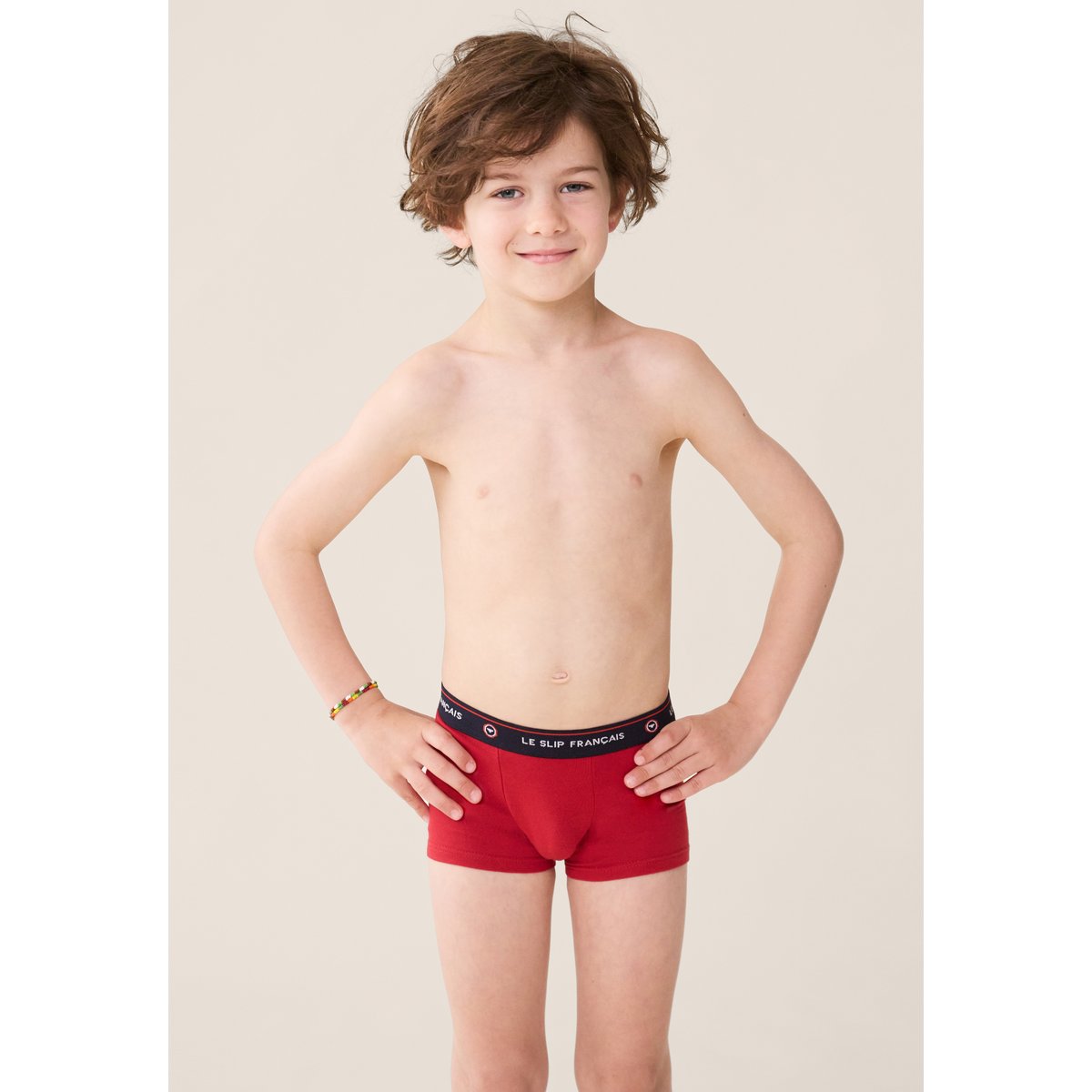 Lot de 3 Boxers Enfant en coton Petit Joseph rouge blanc rayure tricolore, LE SLIP FRANCAIS