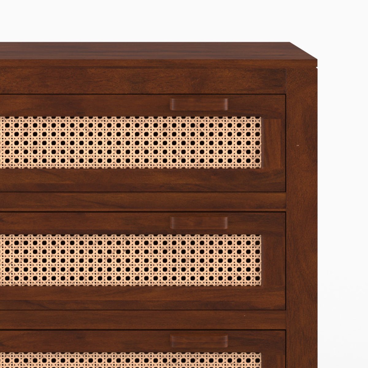 Commode en bois de manguier et cannage - TIKI marron foncé, MAISON PAVANE