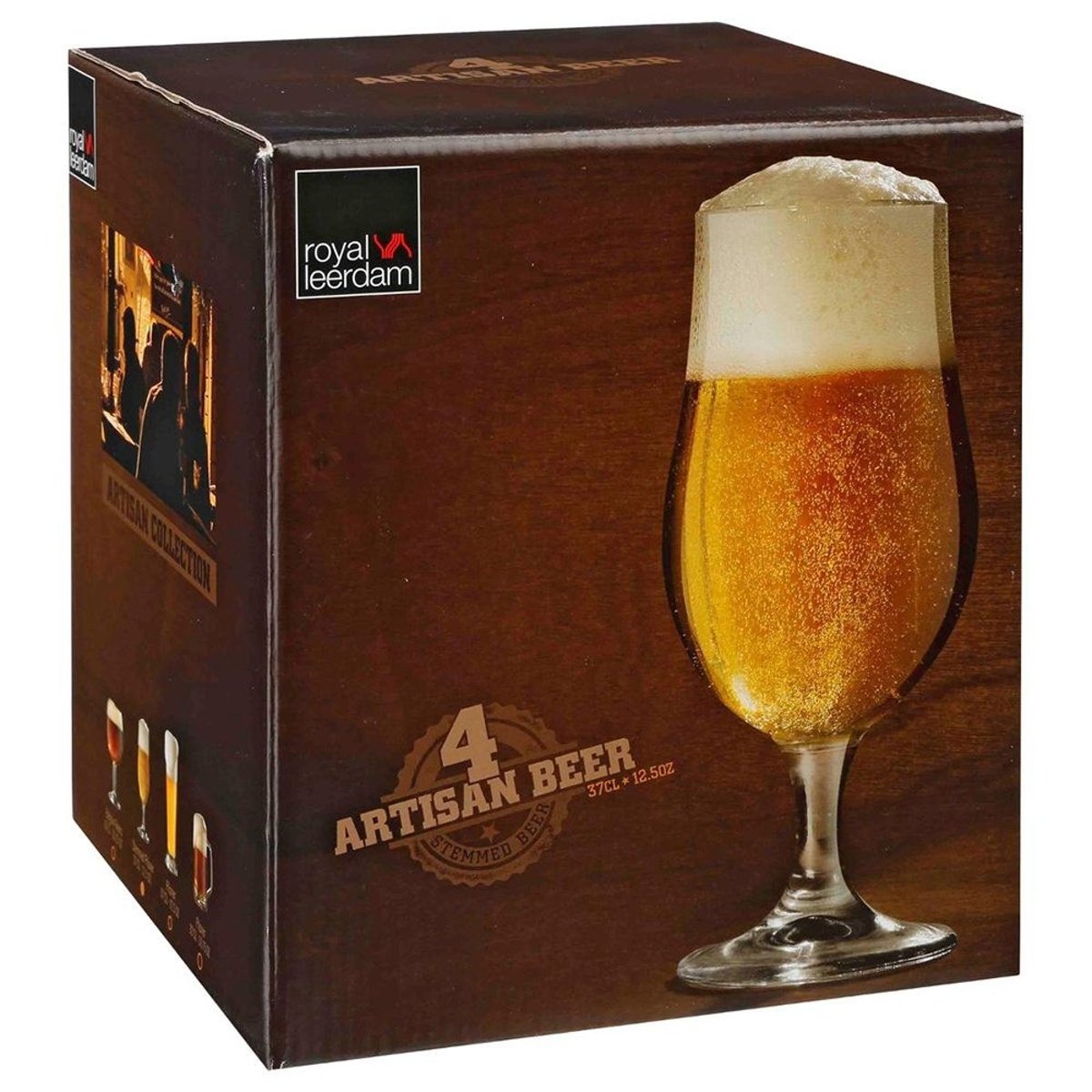 Lot de 4 verres à bière sur pied 37cl blanc, ATMOSPHERA