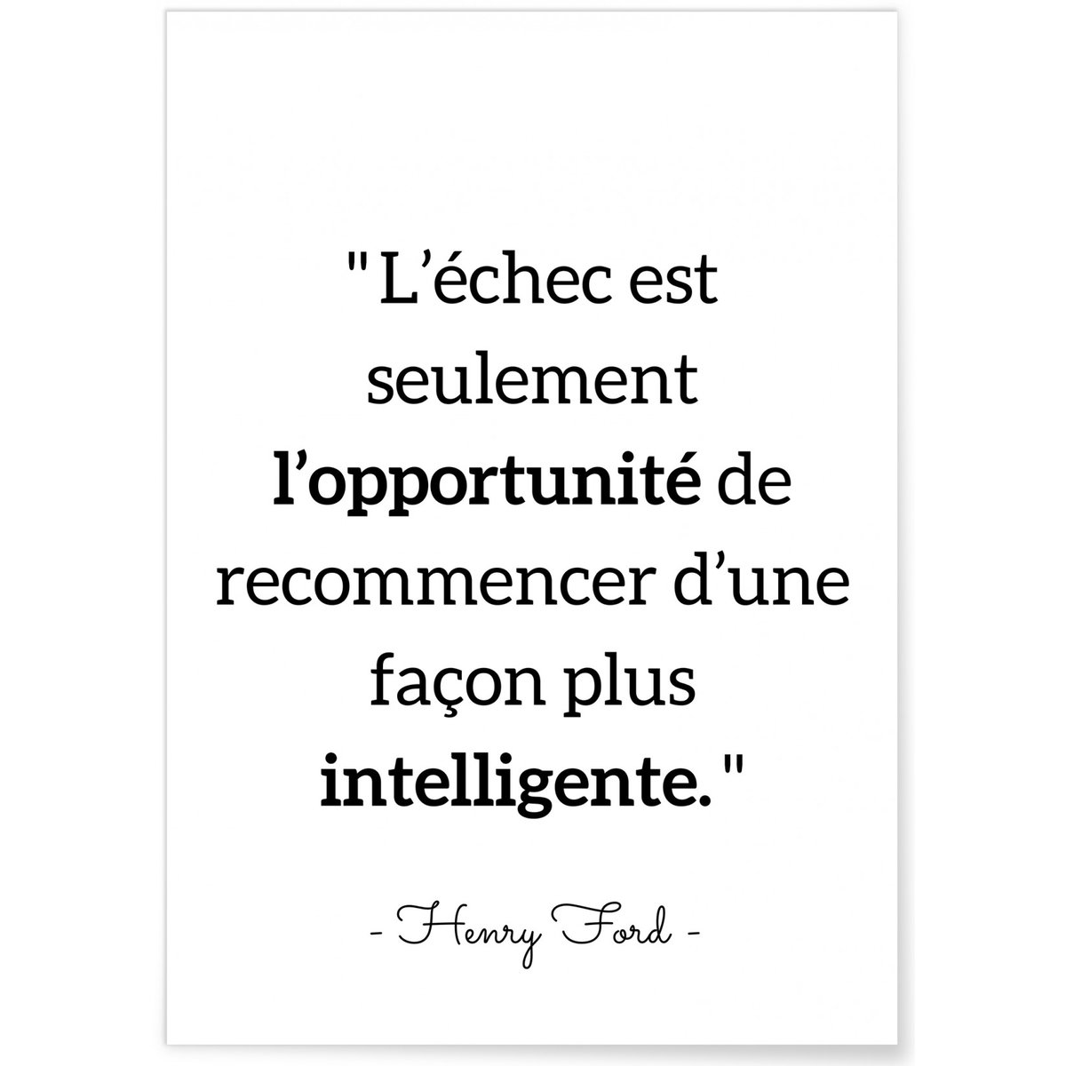 Affiche Citation Henry Ford : L'échec… blanc, L'AFFICHERIE
