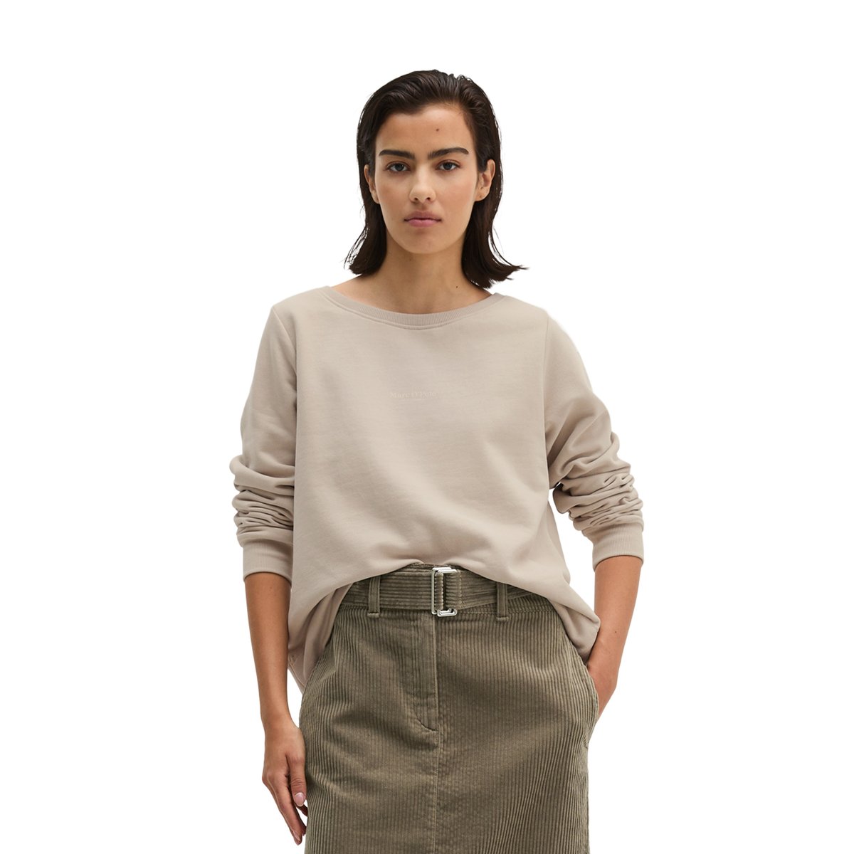 Sweat-shirt ample teint en pièce avec surface peignée gris, MARC O'POLO