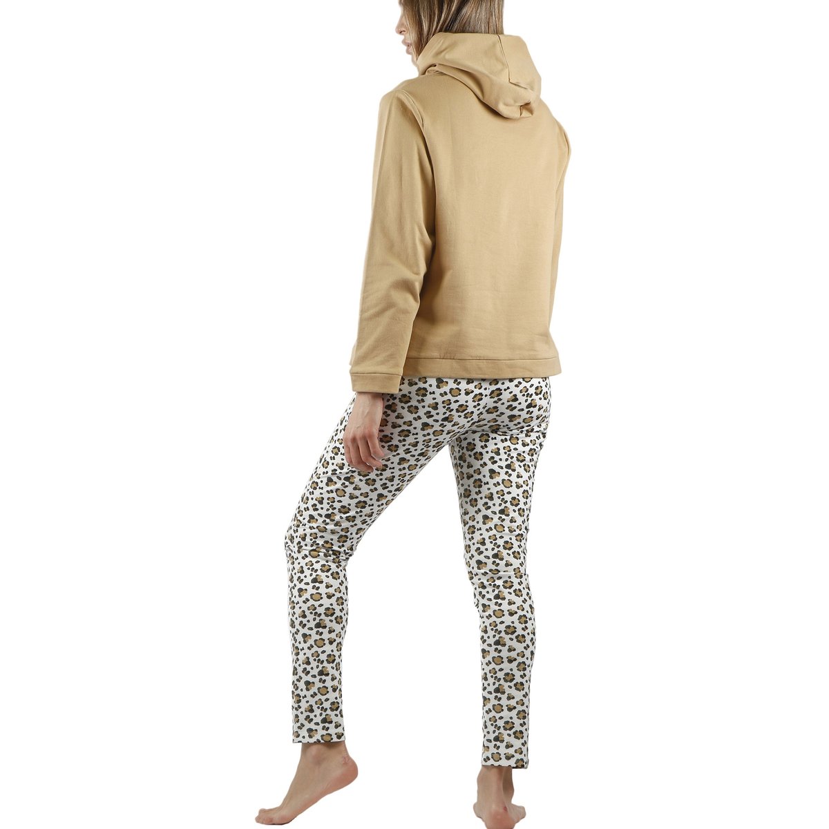 Pyjama tenue pantalon top à capuche Minnie Leopardo Disney marron, ADMAS