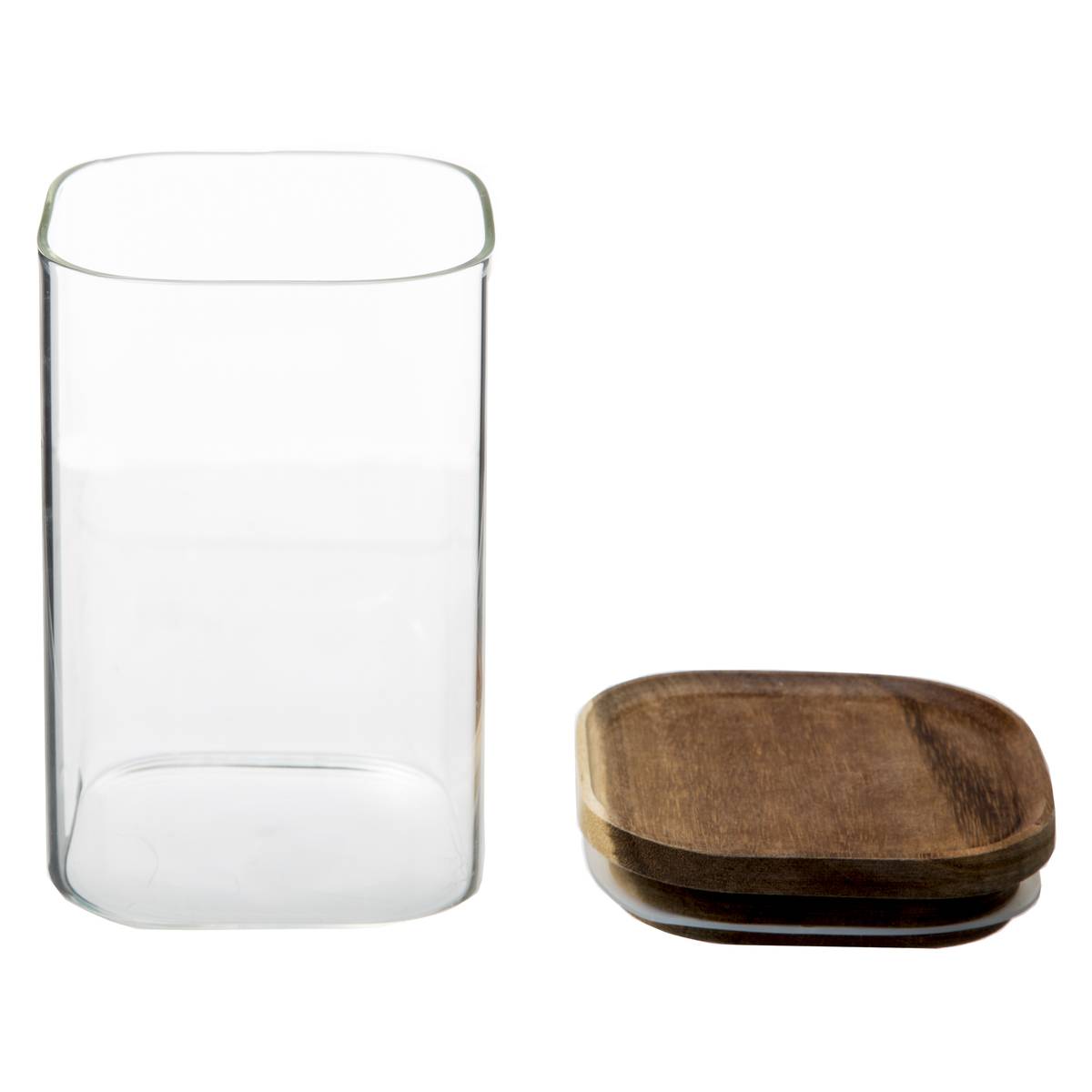 Bocal verre couvercle acacia 1L HERMET transparent, 5FIVE SIMPLY SMART