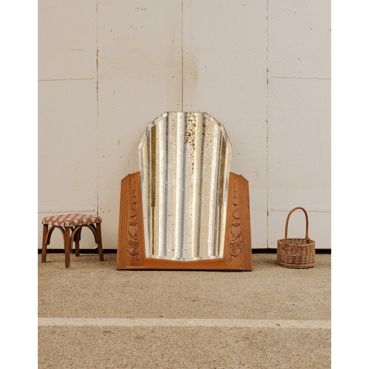 Miroir Art déco en bois Igor N°1019 - Bon état bois foncé, DEBONGOUT