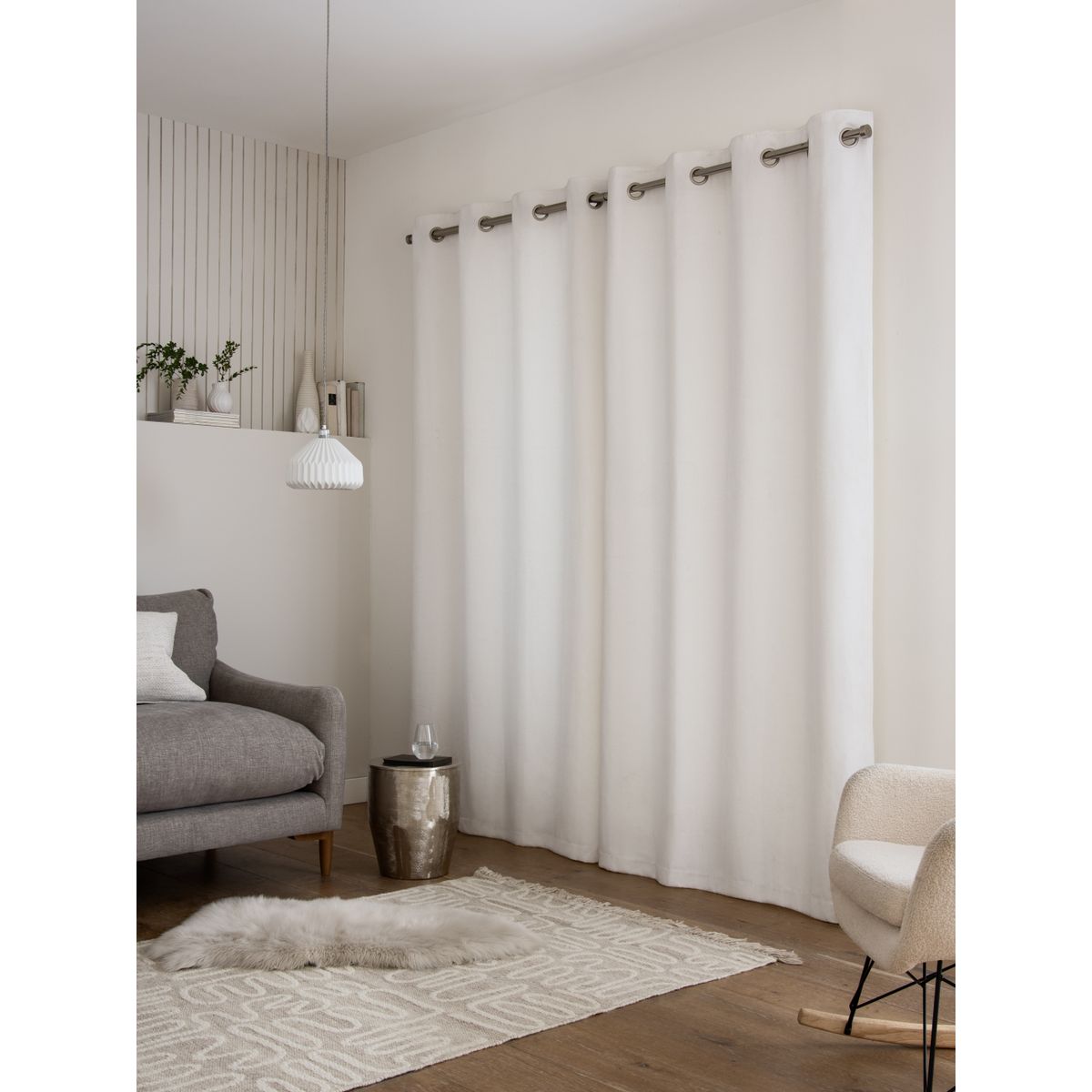 Rideaux à œillets en chenille épaisse blanc, NEXT