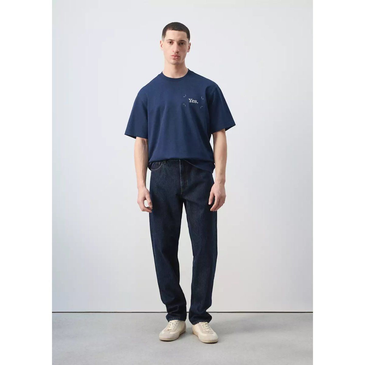 T-shirt 100 % coton imprimé bleu encre, MANGO MAN