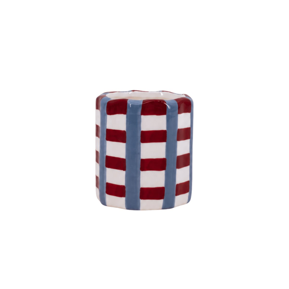Bougie parfumée en céramique à damiers 8x9cm rouge, ORNAMI